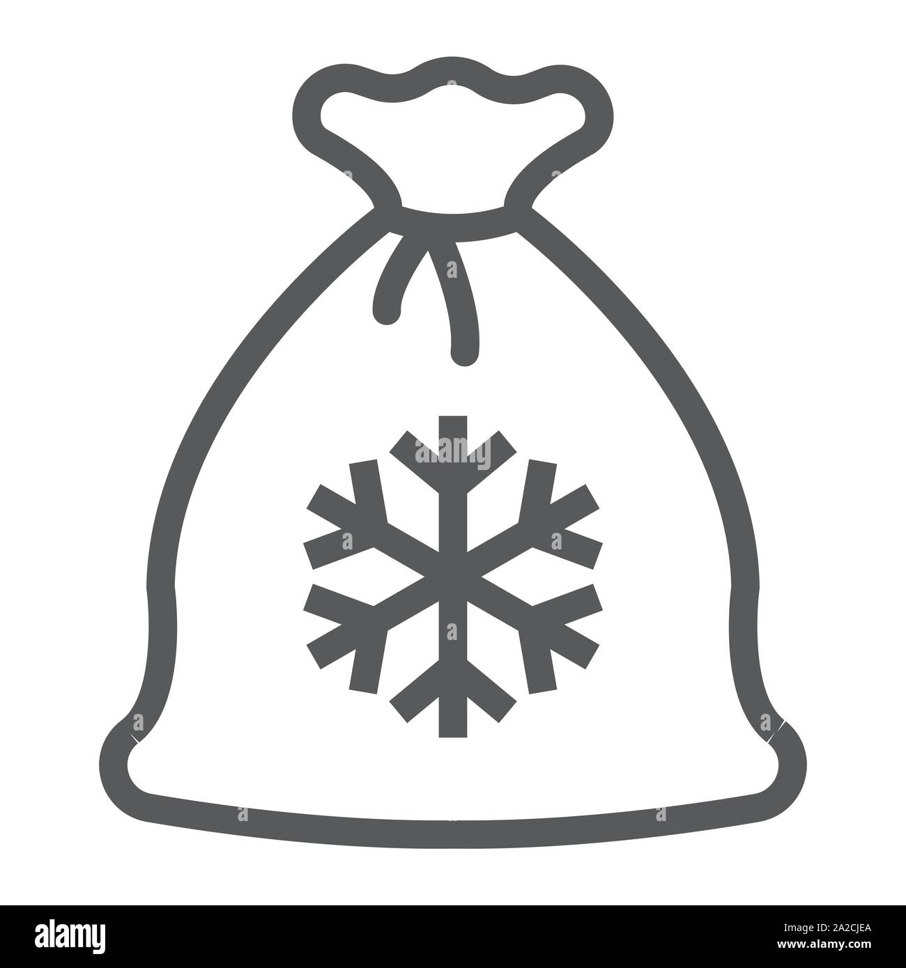 Santa borsa icona linea, Natale e regali di Natale, segno del sacco, grafica vettoriale un modello lineare su uno sfondo bianco. Illustrazione Vettoriale