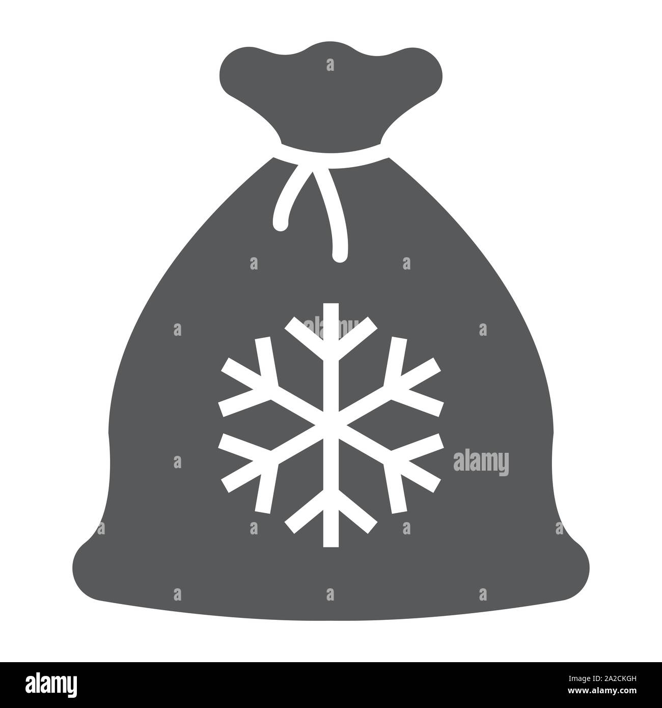 Santa borsa icona glifo, Natale e regali di Natale, segno del sacco, grafica vettoriale, una solida configurazione su uno sfondo bianco. Illustrazione Vettoriale