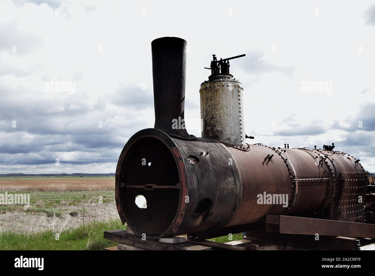 Chaudiere des petits train de la Baie de Somme en attente de restauration au dépot de train de Saint Valery sur Somme. Foto Stock