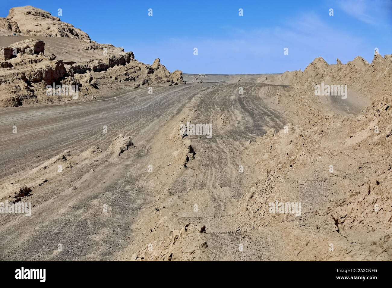 Yardangs-vento eroso roccia e superfici di roccia e roccia-alternando creste e solchi-Qaidam deserto-Qinghai-Cina-0549 Foto Stock