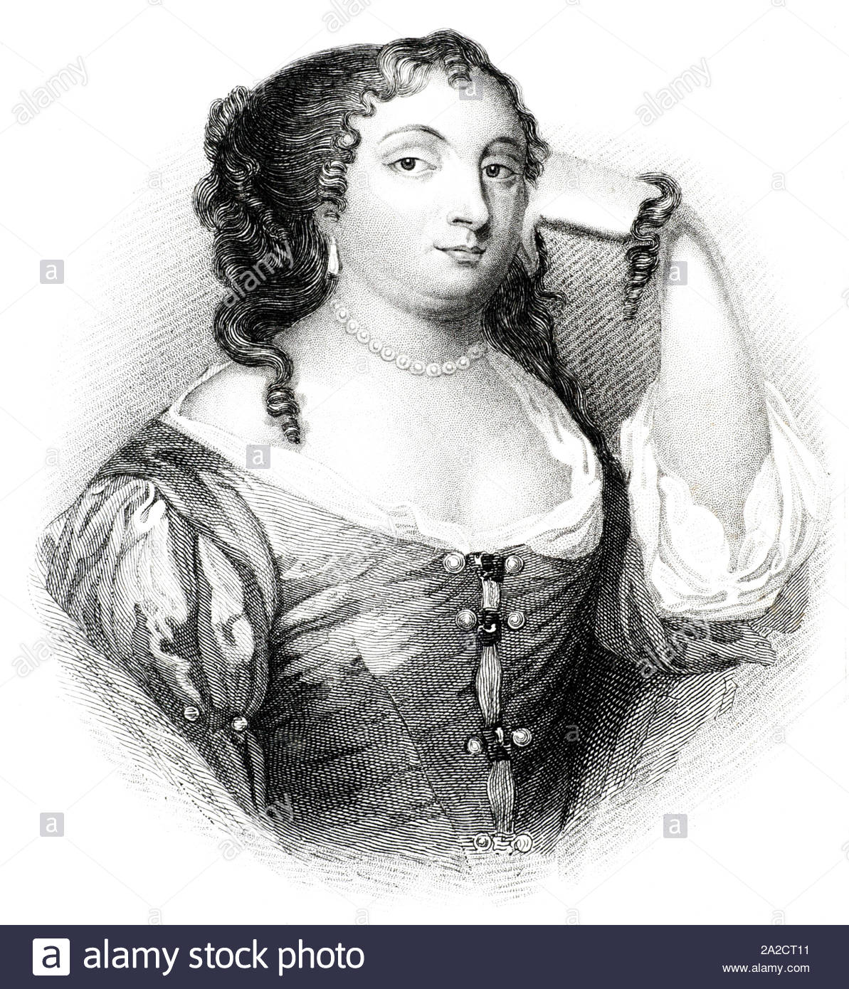 Anne Hyde ritratto, 1637 - 1671, era la duchessa di York e Albany come la prima moglie di James Duke of York, più tardi il re Giacomo II, vintage illustrazione dal 1850 Foto Stock