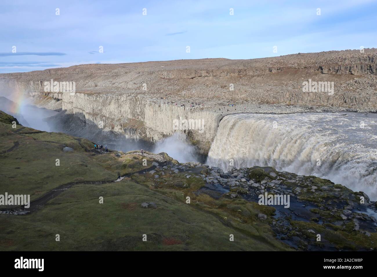 Dettifoss, Islanda - 25 Settembre 2019: Dettifoss, un potente cascata in Vatnajokull National Park, a nord-est dell'Islanda. Foto Stock