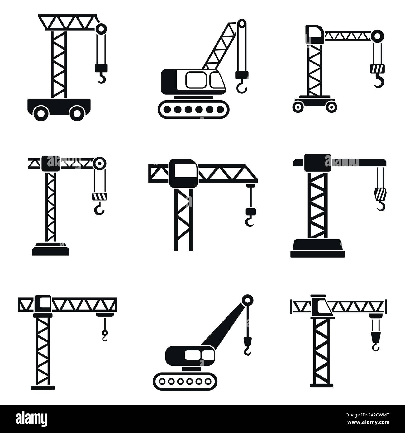 Costruzione di gru set di icone. Semplice insieme di costruzione di gru icone vettoriali per il web design su sfondo bianco Illustrazione Vettoriale Costruzione di gru set di icone. Semplice insieme di costruzione di gru icone vettoriali per il web design su sfondo bianco Illustrazione Vettoriale