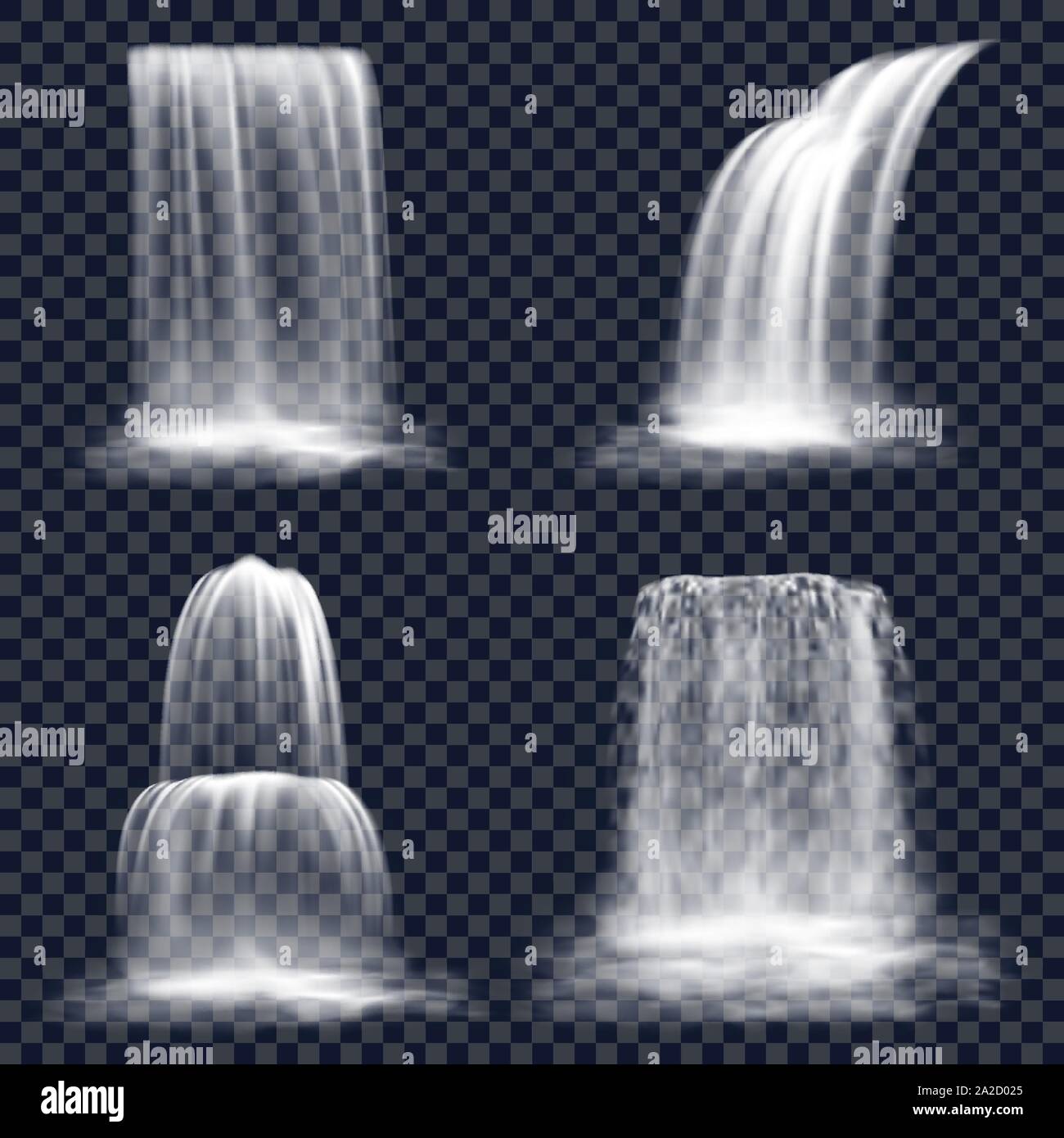 Set di cascata isolata, caduta del fiume di montagna Illustrazione Vettoriale