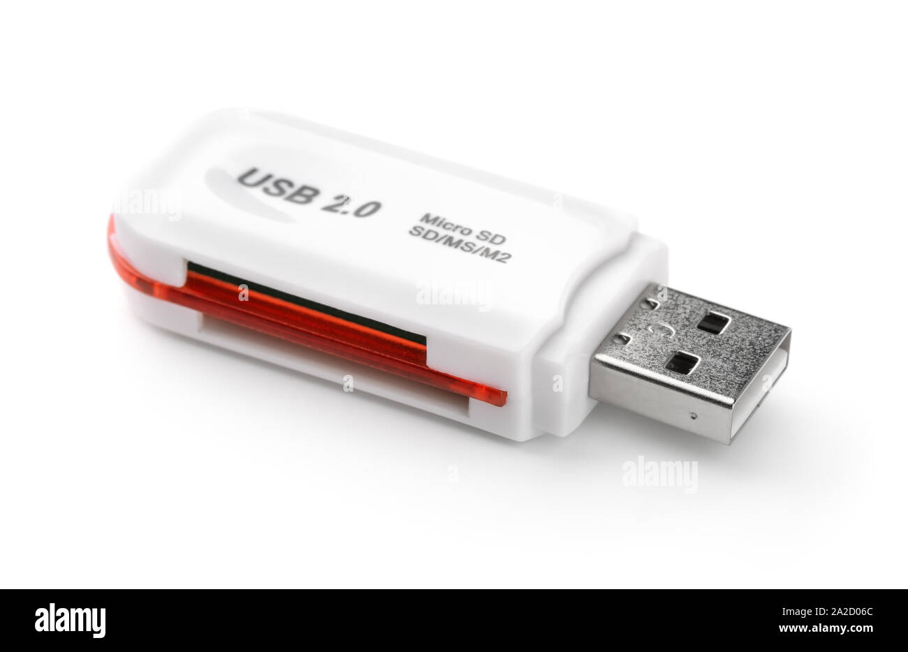 Lettore di schede USB isolato su bianco Foto Stock