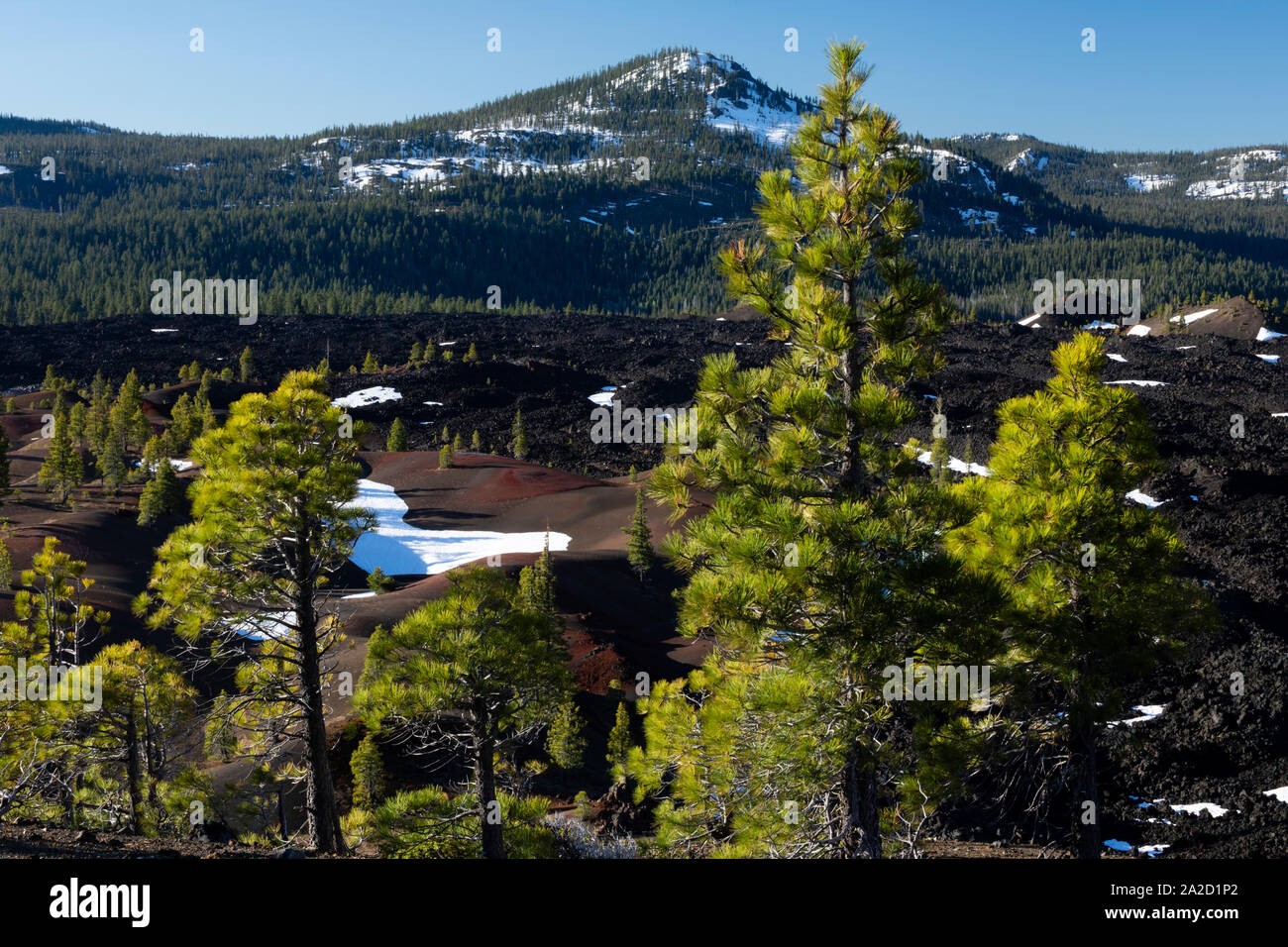 Vista della montagna in inverno, Parco nazionale vulcanico di Lassen, CALIFORNIA, STATI UNITI D'AMERICA Foto Stock