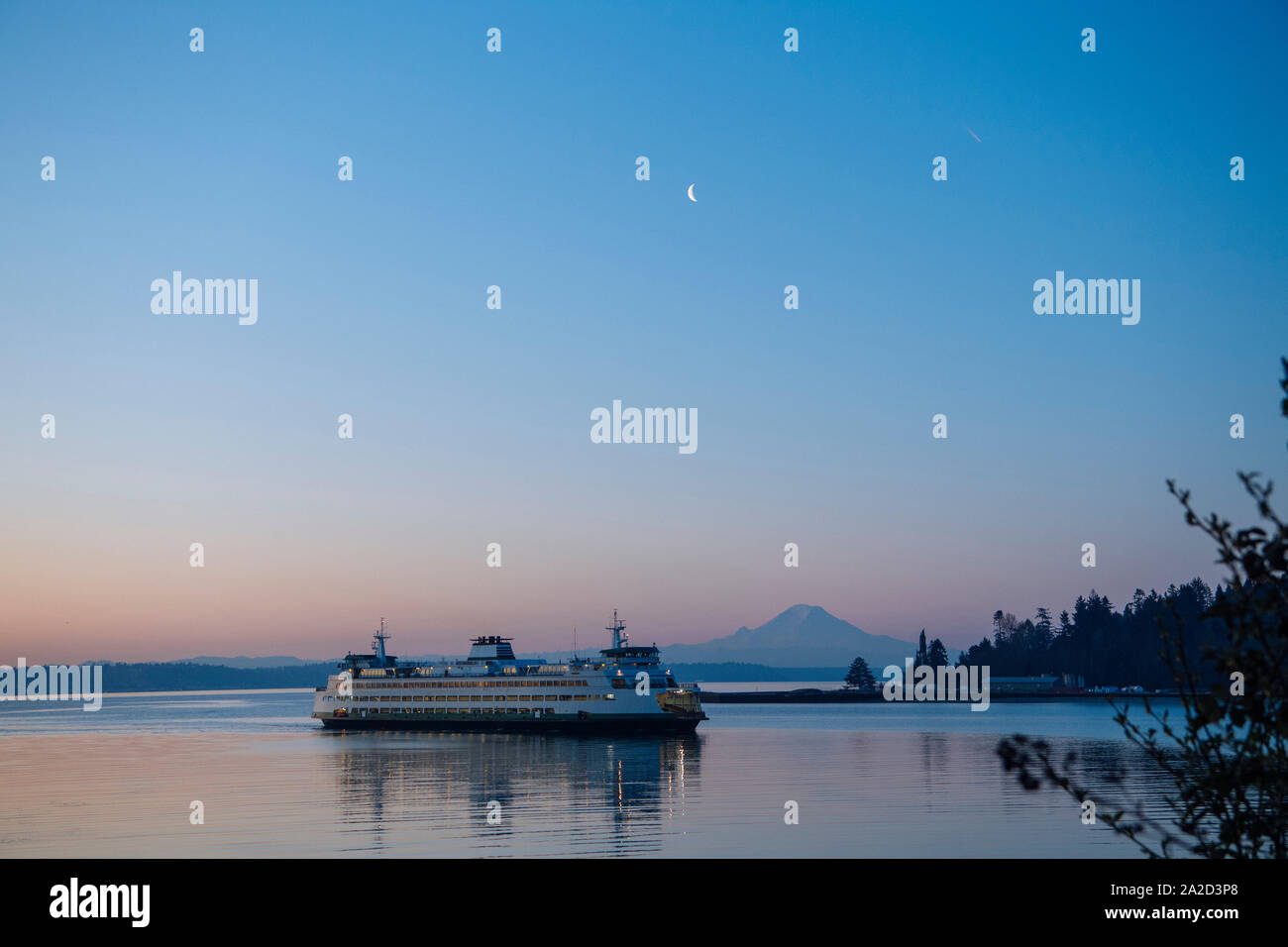 Vista del traghetto sul mare, Seattle, Bainbridge, Washington, Stati Uniti d'America Foto Stock