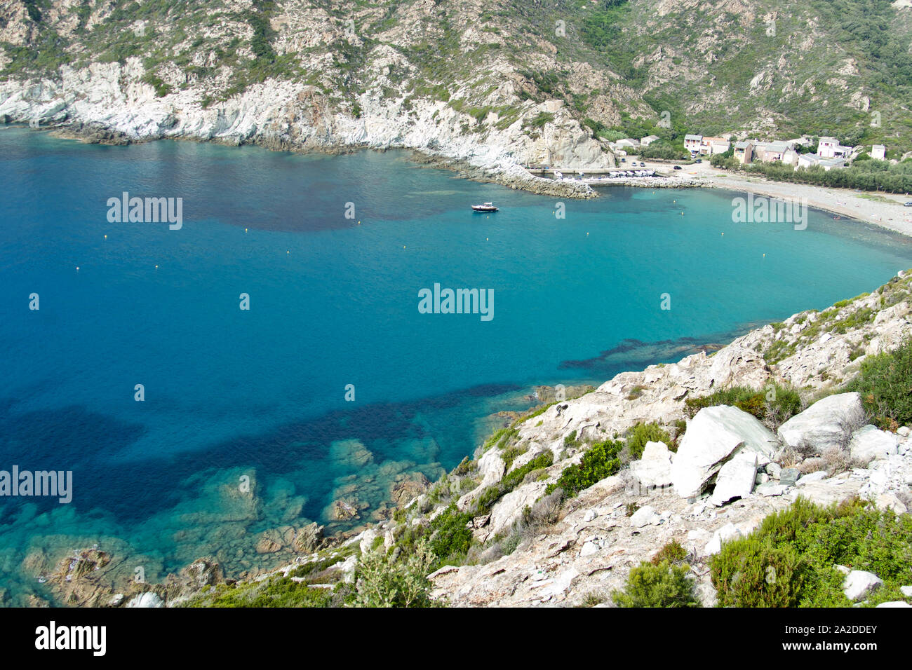 Il paesaggio della costa occidentale del Cap Corse, Corsica, Francia Foto Stock