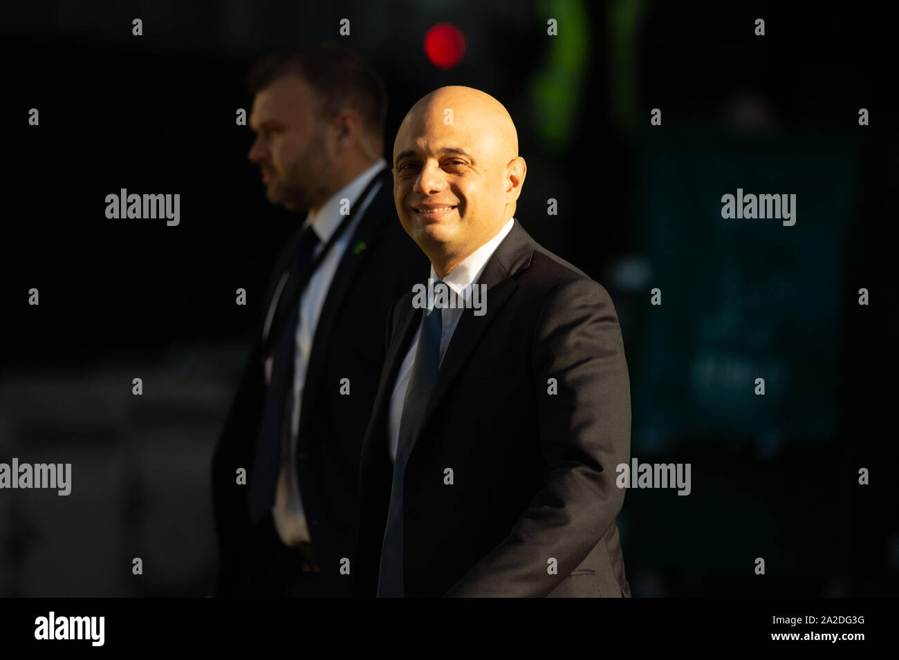Manchester, Regno Unito. 2 ottobre 2019. Sajid Javid, il Cancelliere dello Scacchiere, durante il congresso del partito conservatore al Manchester Central Convention Complex, Manchester mercoledì 2 ottobre 2019 (credito: P Scaasi | MI News) Credito: MI News & Sport /Alamy Live News Foto Stock