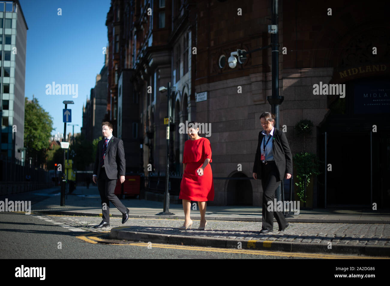 Manchester, Regno Unito. 2 ottobre 2019. Priti Patel, Segretario di Stato per il Dipartimento Home, durante il congresso del partito conservatore al Manchester Central Convention Complex, Manchester mercoledì 2 ottobre 2019 (credito: P Scaasi | MI News) Credito: MI News & Sport /Alamy Live News Foto Stock
