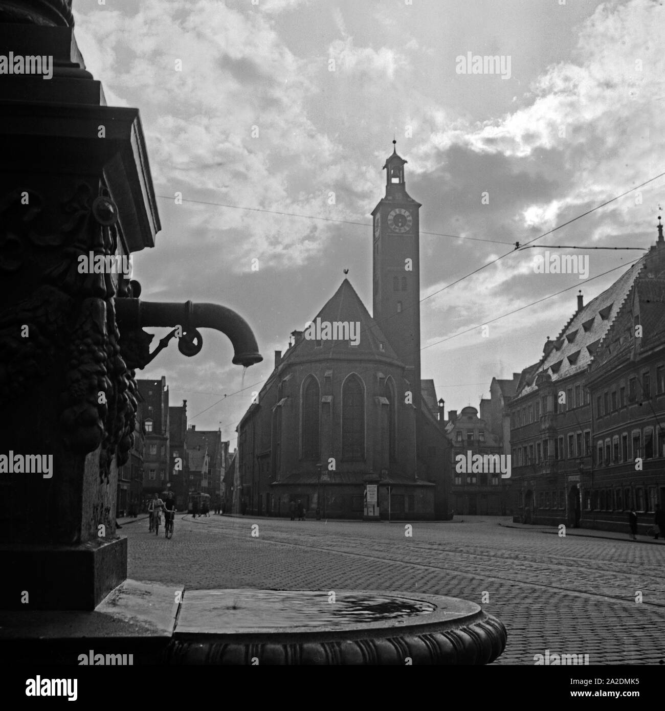 Die Evangelische Kirche St. Jakob a Augsburg, Deutschland 1930er Jahre. Protestante di san Jacob a Augsburg, Germania 1930s. Foto Stock