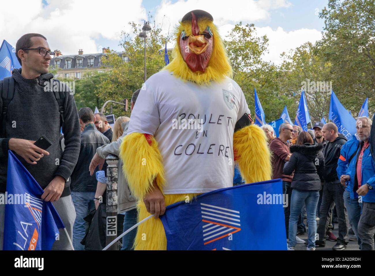 Parigi, Francia. 2 ottobre 2019. La polizia francese di protesta contro il governo di Parigi questo Mercoledì 2 ottobre il Crédit Credito: EDOUARD MONFRAIS/Alamy Live News Foto Stock