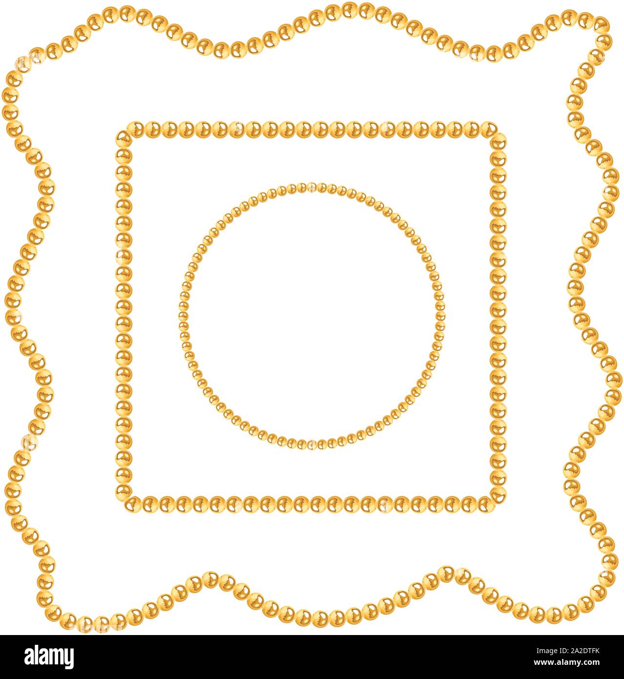 Bella striped golden nastri e catene. Modello di vettore di illustrazione. Abstract Vintage patch per sciarpe, stampa tessuto tessile. su bianco backgrou Illustrazione Vettoriale