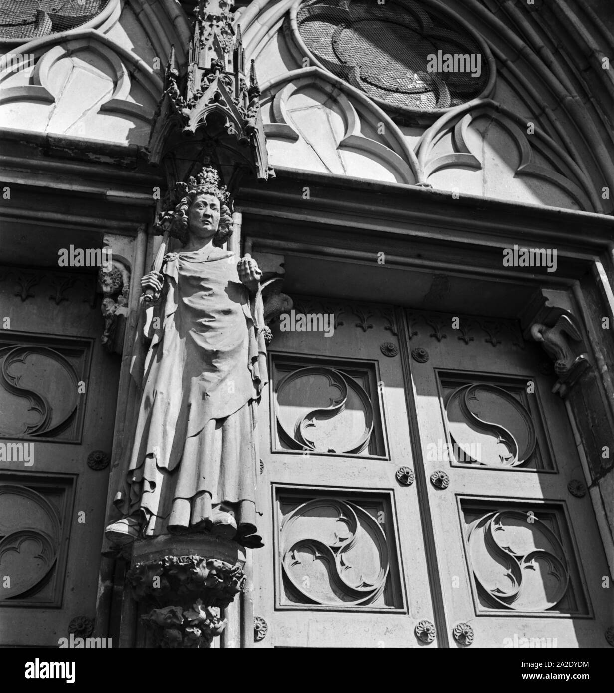 Portal am Dom zu Magdeburg, Deutschland 1930er Jahre. Ingresso alla Cattedrale di Magdeburgo, Germania 1930s. Foto Stock