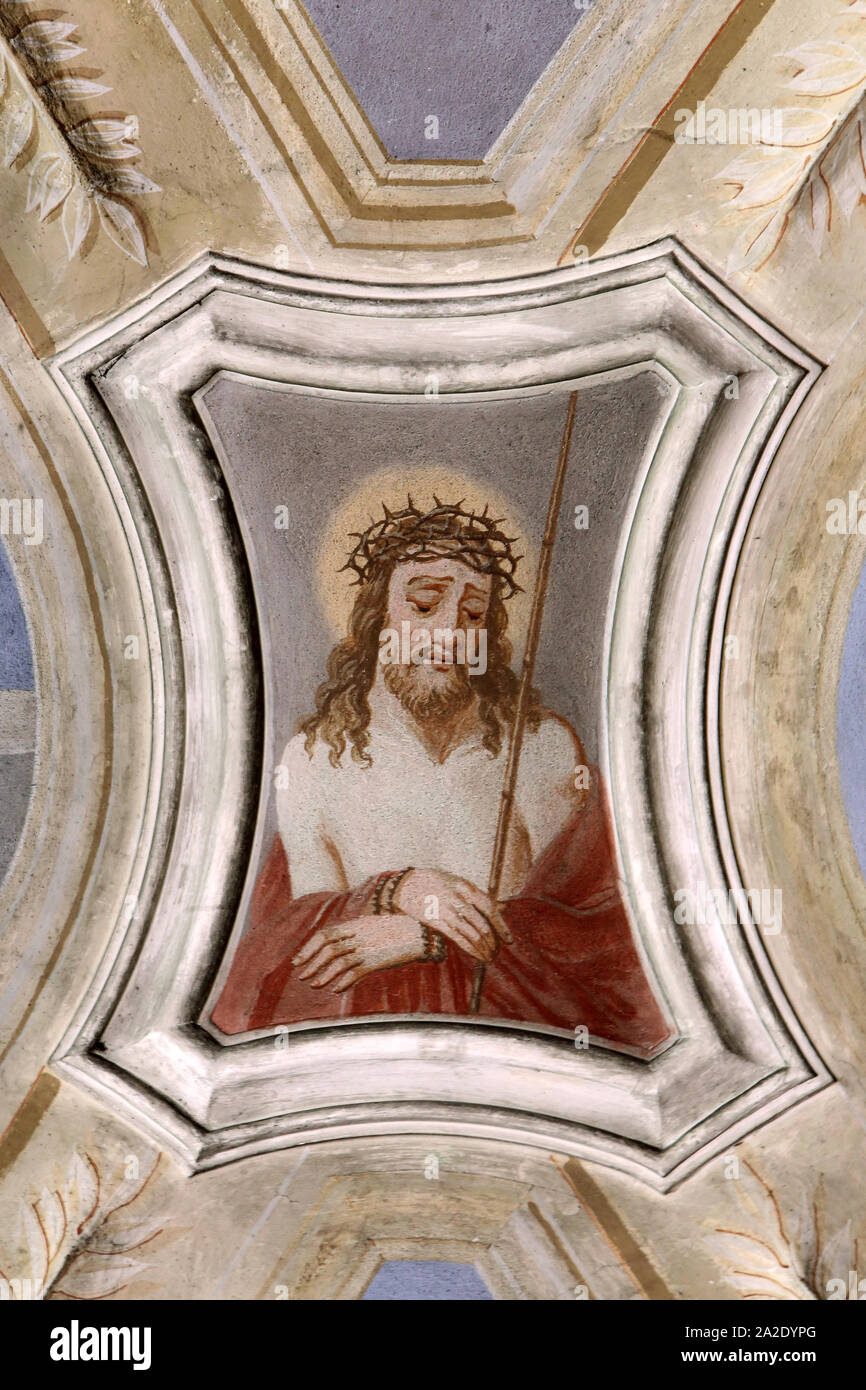 Jésus-Christ. Eglise Saint-Jean Baptiste. Megève. Alta Savoia. La Francia. / Gesù Cristo. Chiesa di Saint Jean Baptiste. Megeve. Alta Savoia. La Francia. Foto Stock