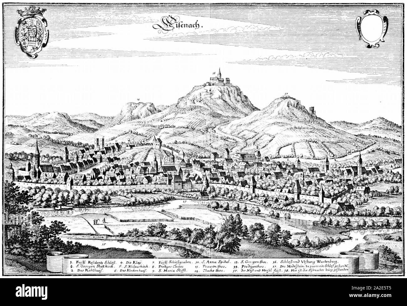 Eisenach-1647-Merian. Foto Stock