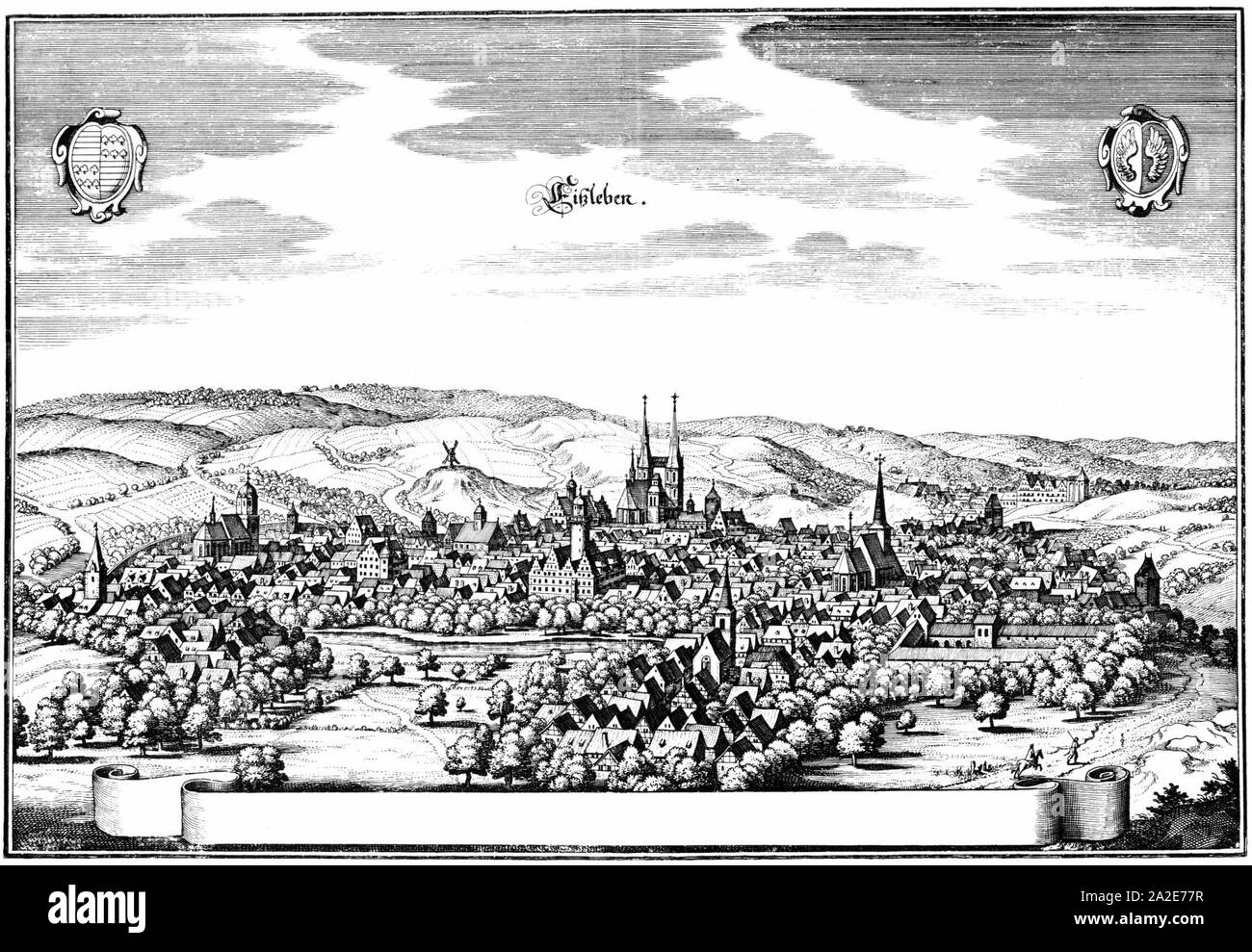 Eisleben-1647-Merian. Foto Stock