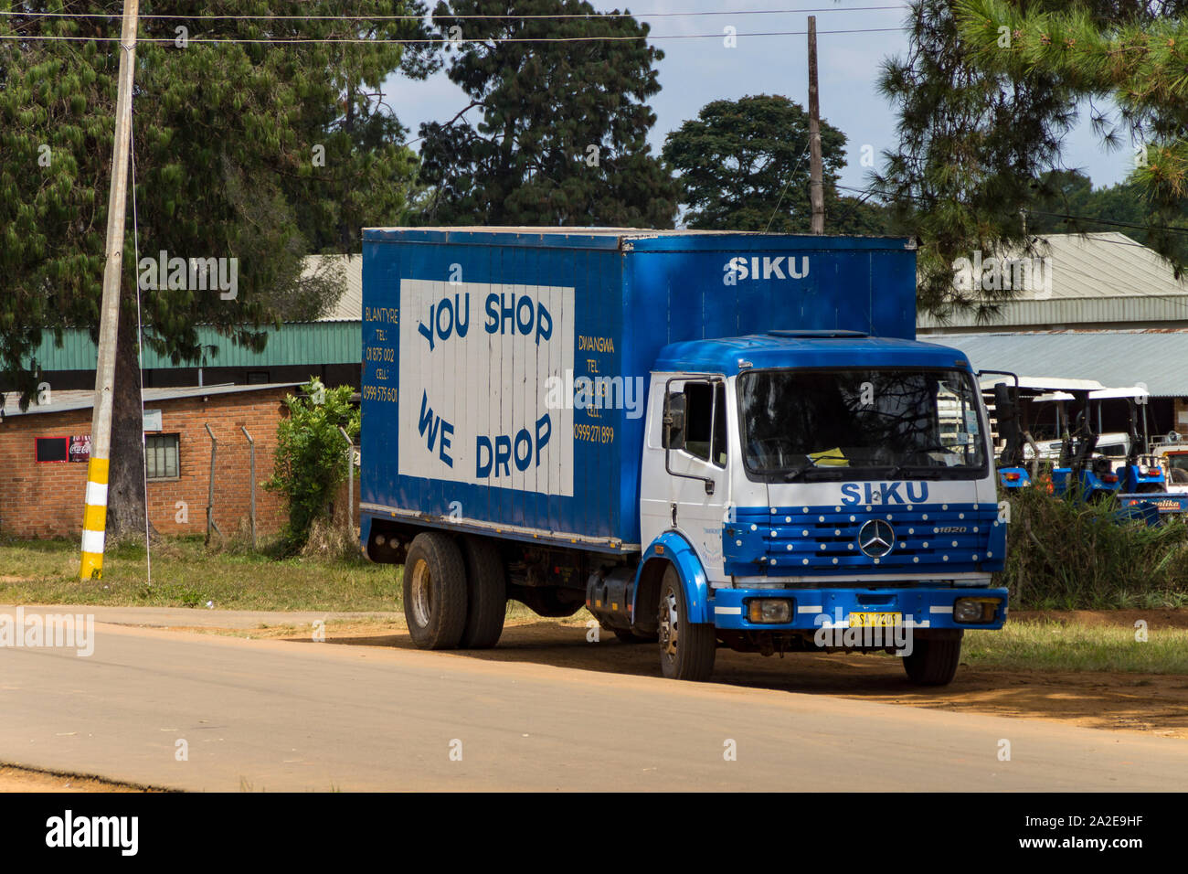 Consegna del cibo autocarri a Mzuzu, Malawi. Acquisti, ci goccia. Foto Stock