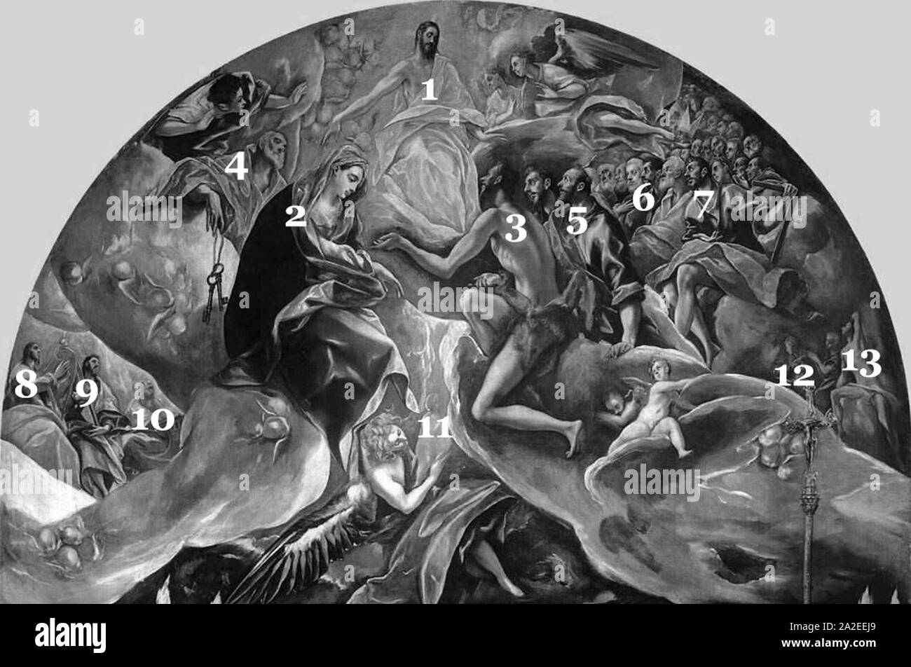 El Greco - la sepoltura del Conte di Orgaz personajes1. Foto Stock