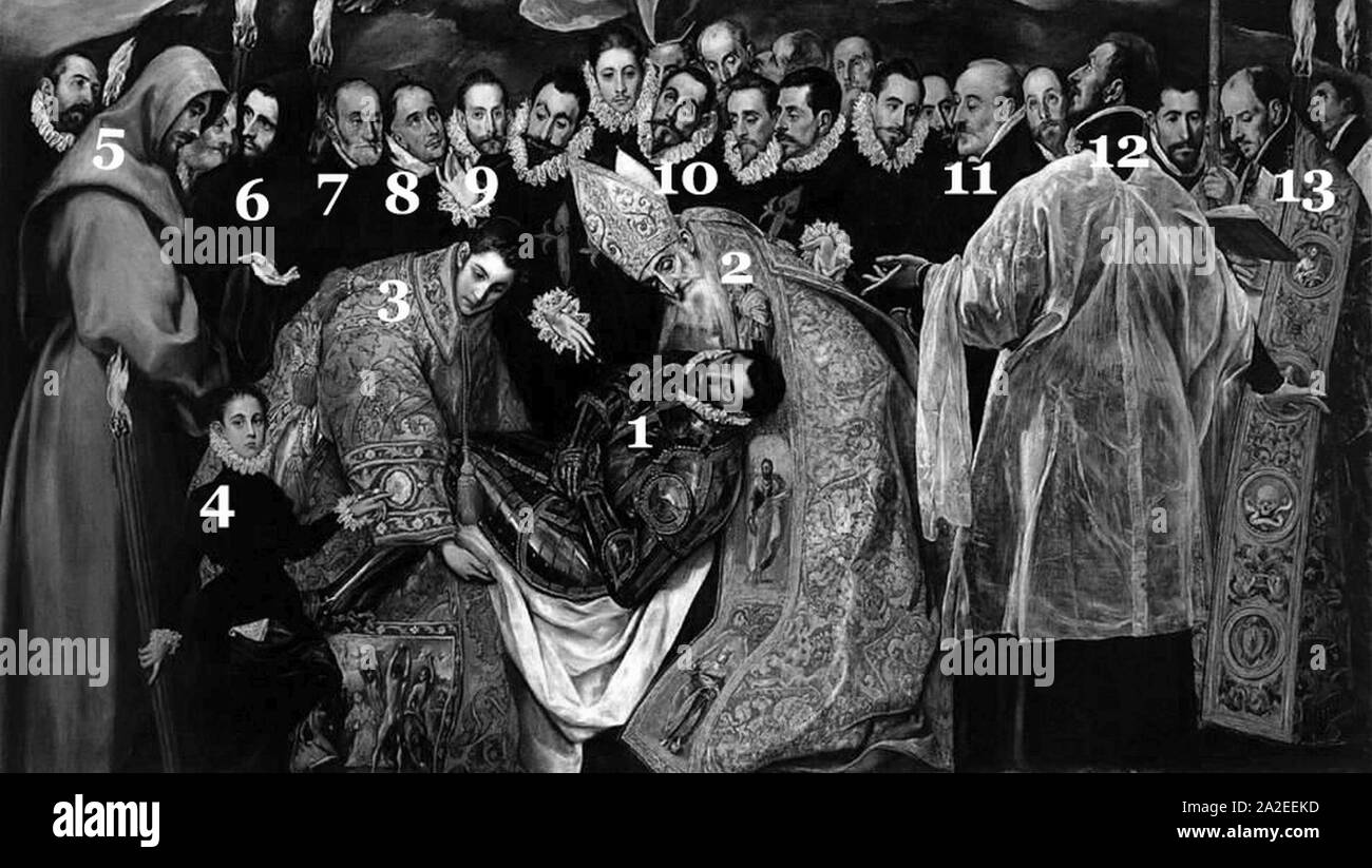El Greco - la sepoltura del Conte di Orgaz personajes2 copia. Foto Stock