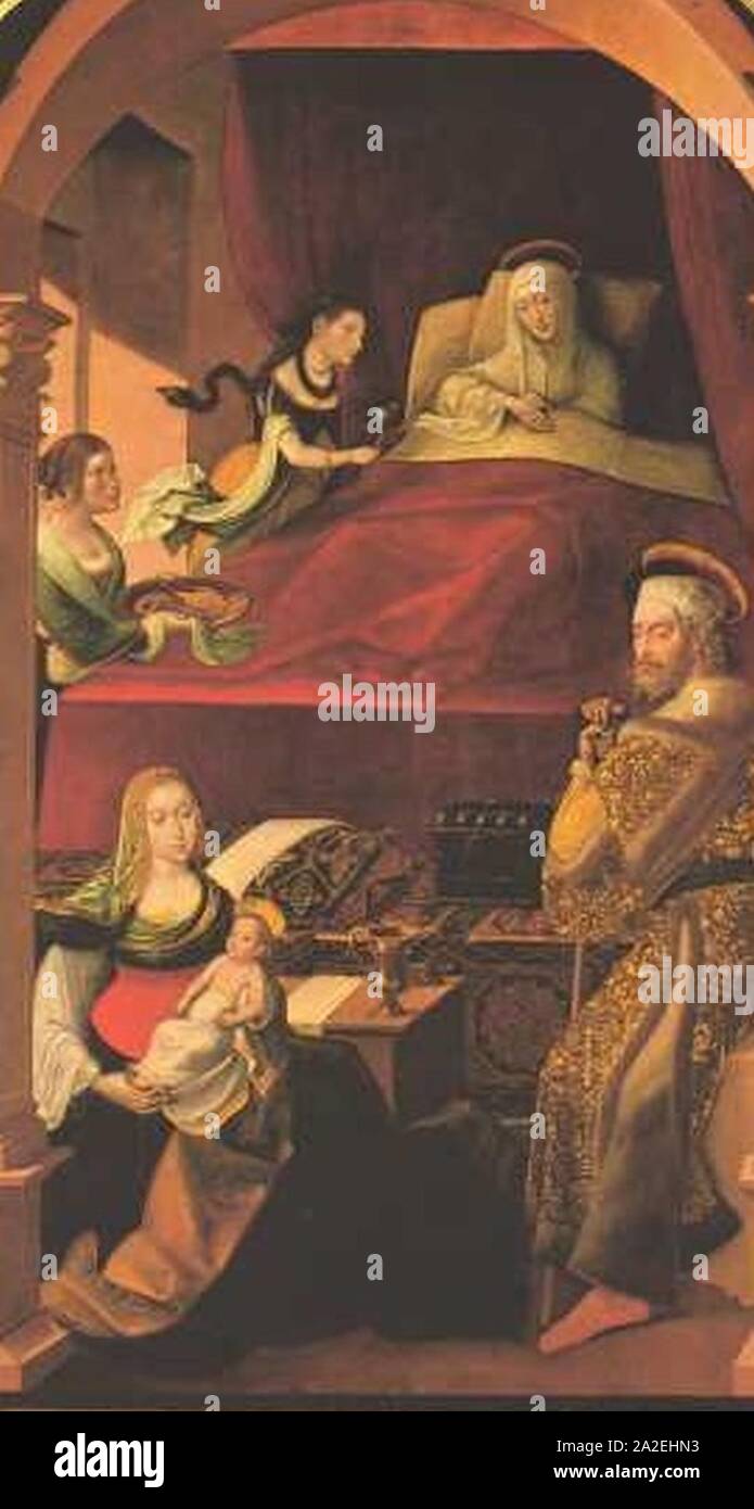 El nacimiento de la Virgen María de Alejo Fernández (Catedral de Sevilla). Foto Stock
