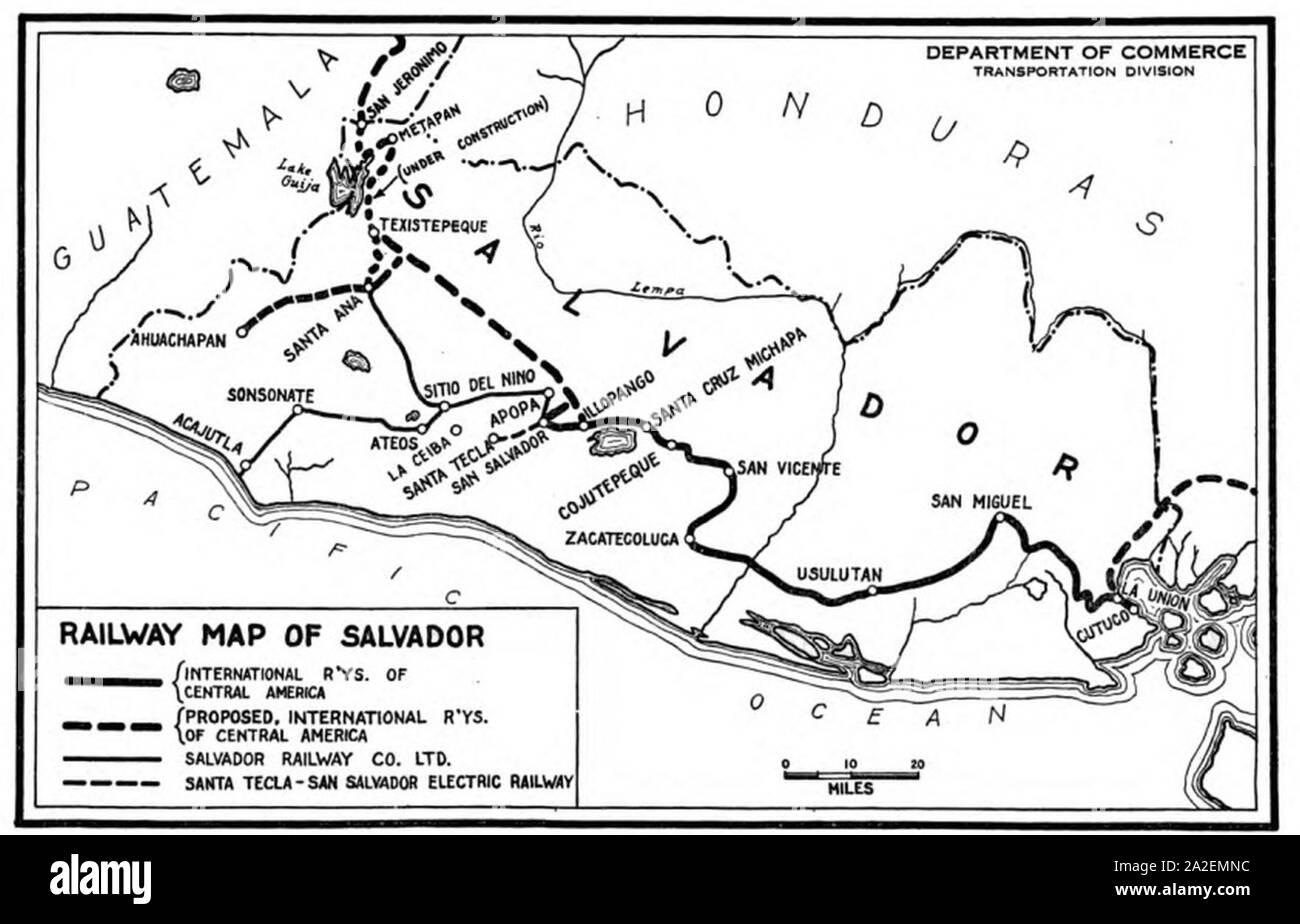 El Salvador mappa rampa 1925. Foto Stock