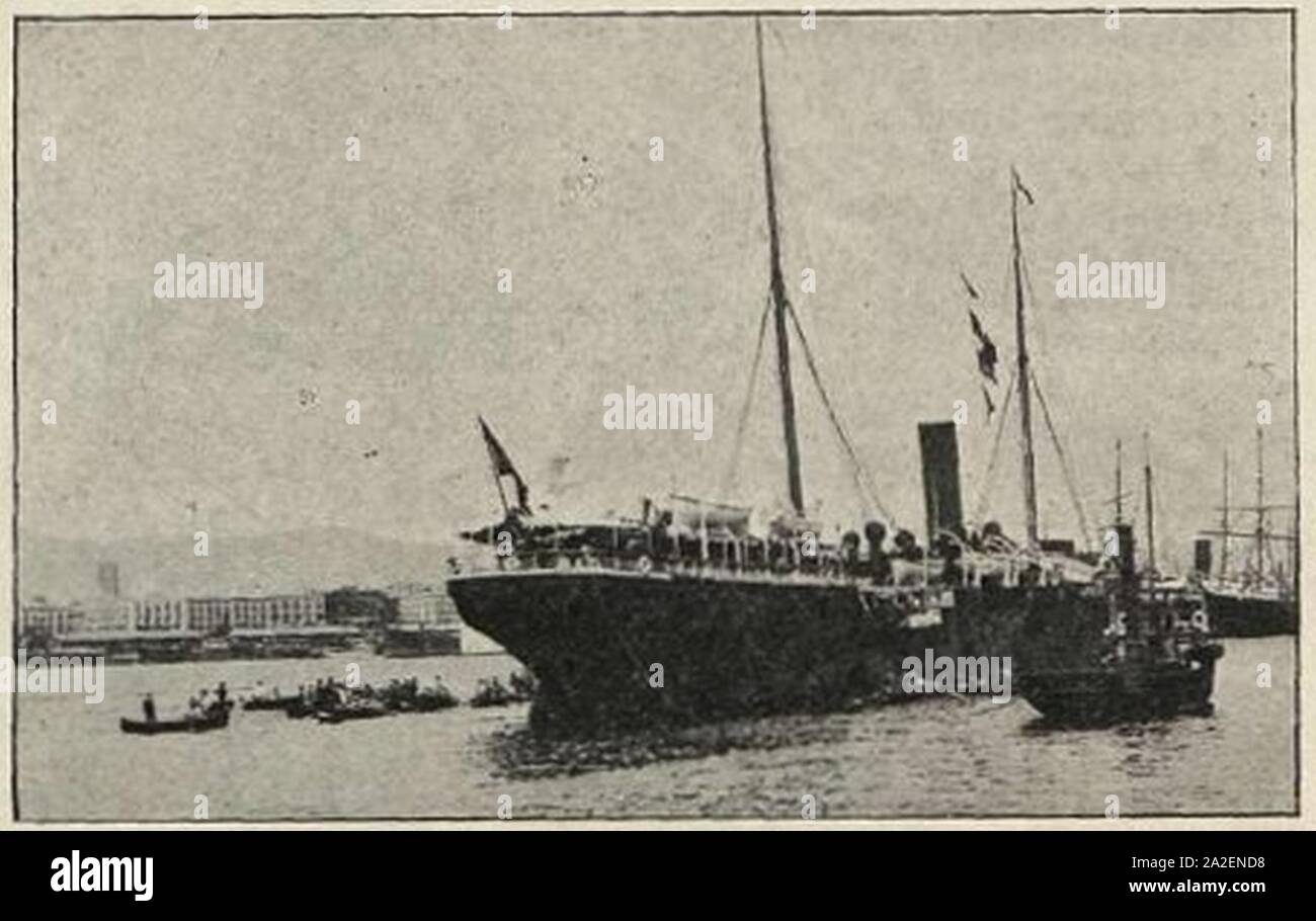 El trasatlántico ''Alicante'' conduciendo al destacamento de imballatrice (septiembre de 1899 Iris). Foto Stock