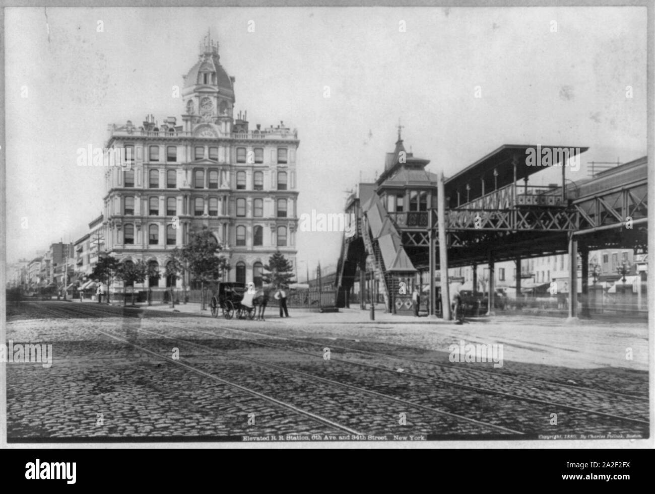 Elevata R.R. stazione, 6th Avenue e la 34th Street, New York Foto Stock