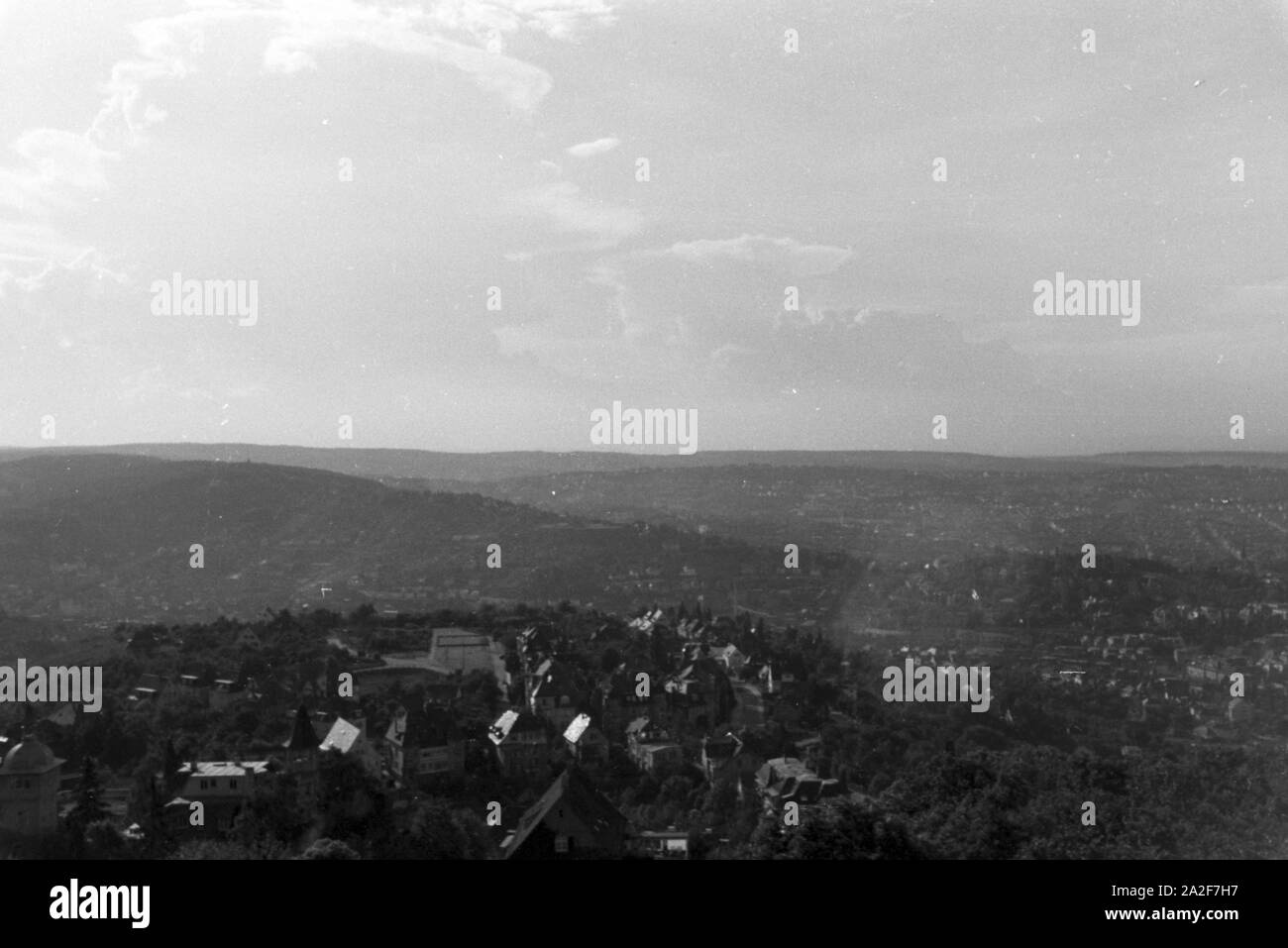 Blick über Stuttgart, Deutschland 1930er Jahre. Vista su Stoccarda, Germania 1930s. Foto Stock