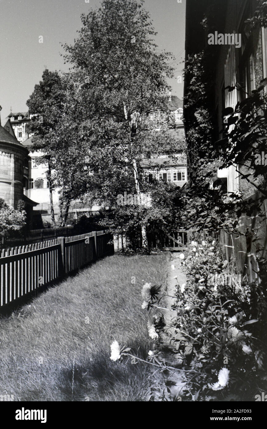 Die Blumenbeete im Vorgarten eines Hauses in Bad Blankenburg, Deutschland 1930er Jahre. Le aiuole nel cortile anteriore di una casa di Bad Blankenburg, Germania 1930s. Foto Stock