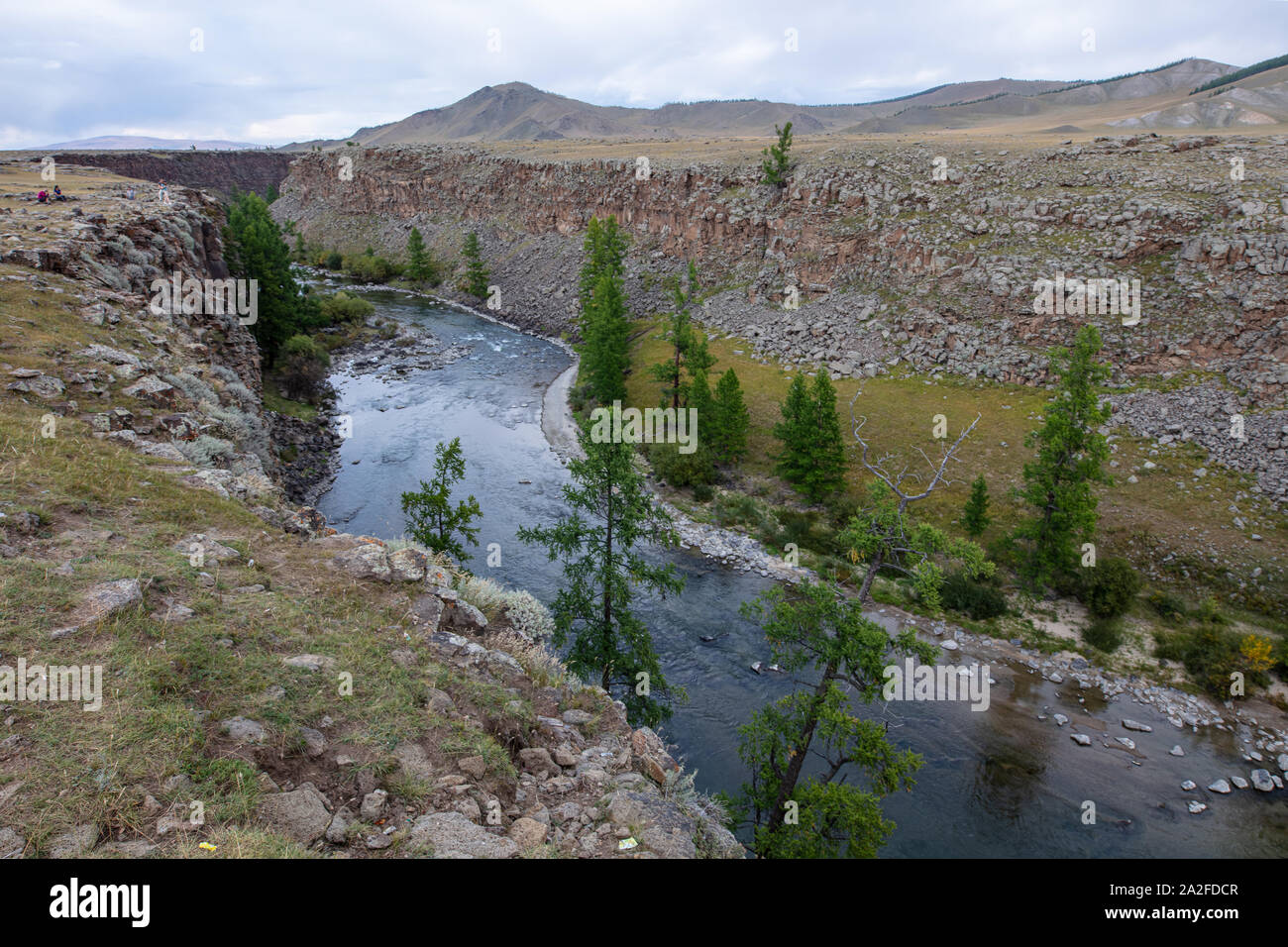 Impressioni della bella umana paesaggio libero del nord della Mongolia Foto Stock