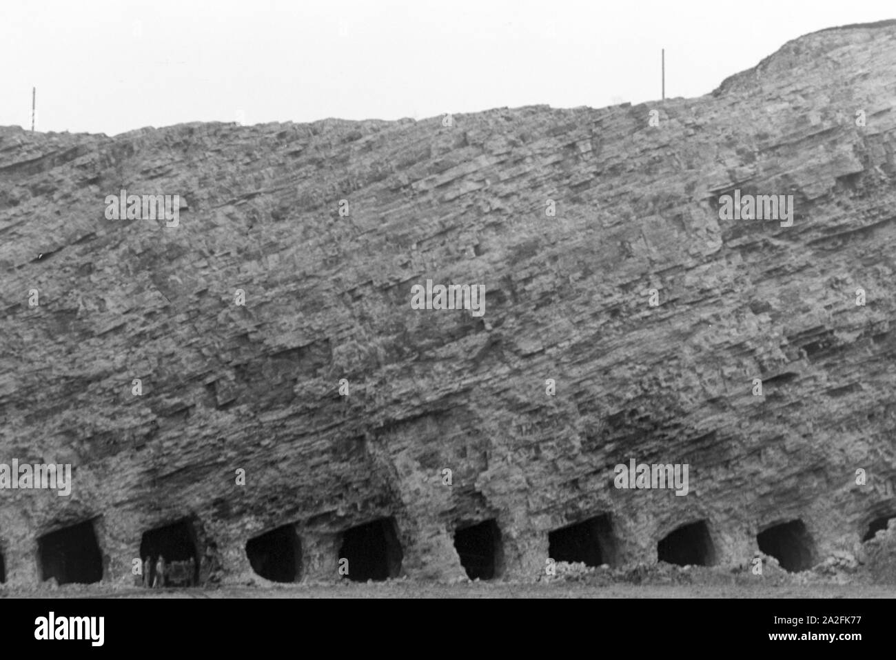 In Kalksandsteinabbau Rüdersdorf bei Berlin, Deutschland 1930er Jahre. Di pietra calcarea di scavo Ruedersdorf ar nei pressi di Berlino, Germania 1930s. Foto Stock