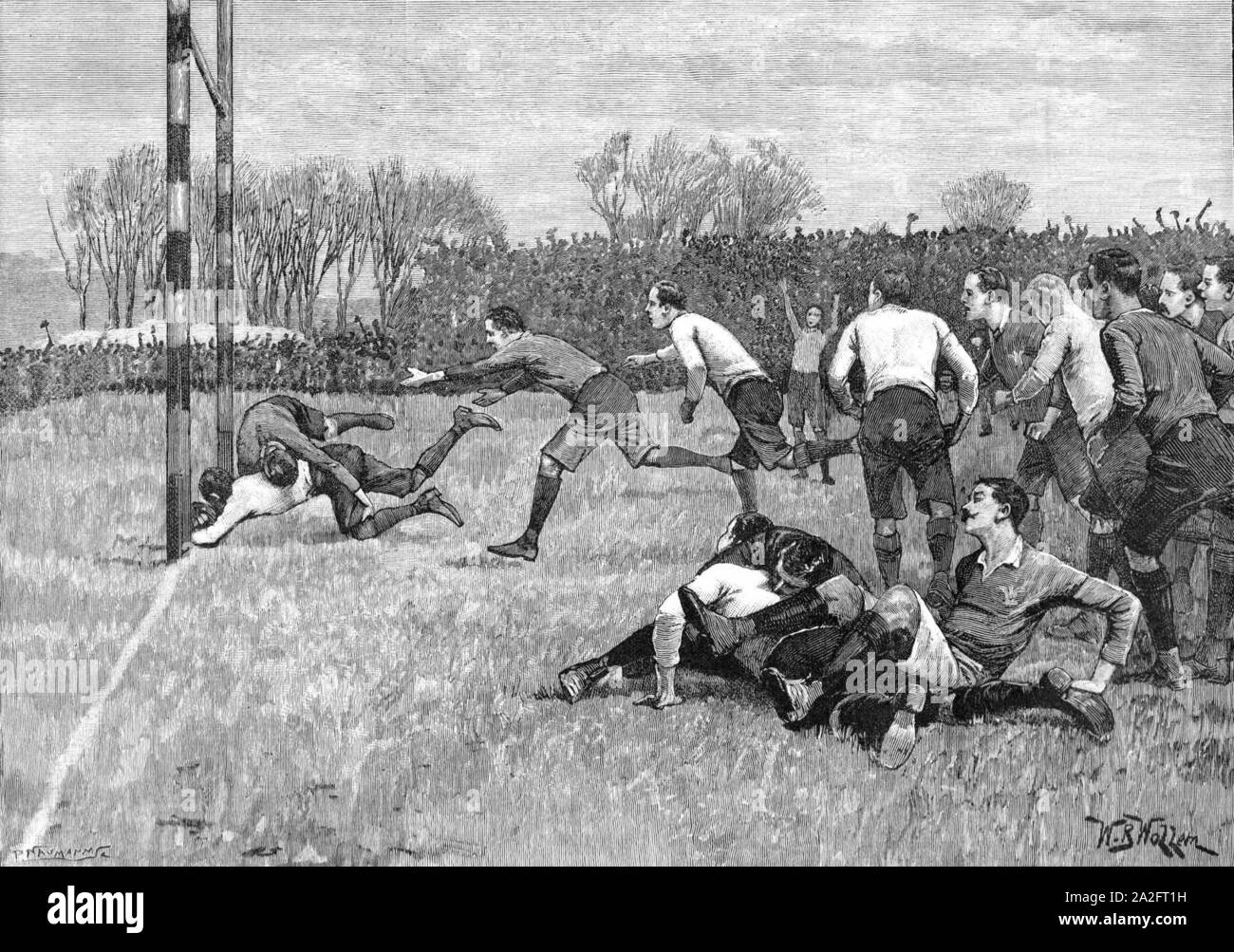 Inghilterra e Galles rugby 1892. Foto Stock