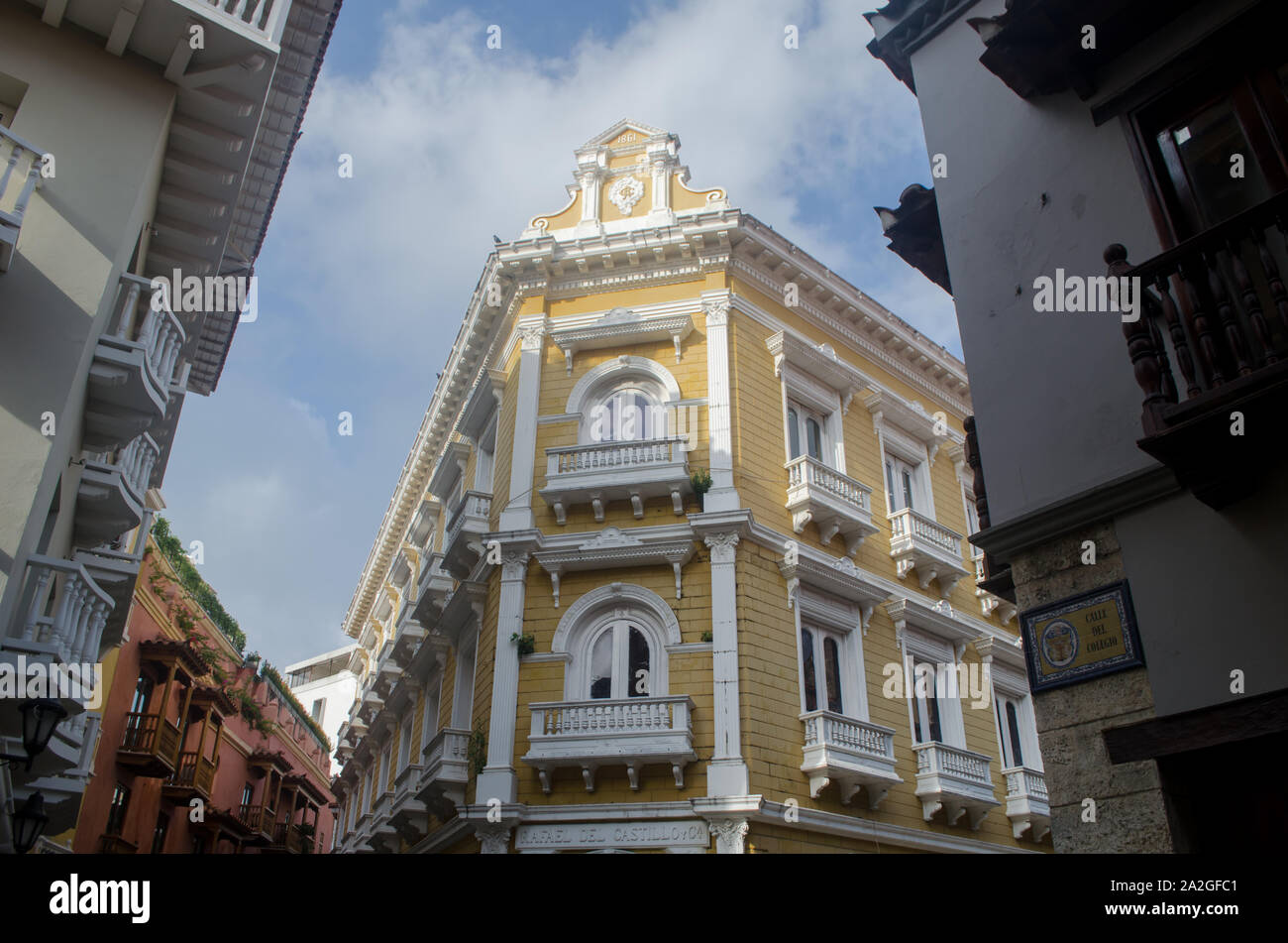 Architettura coloniale nella città murata Foto Stock