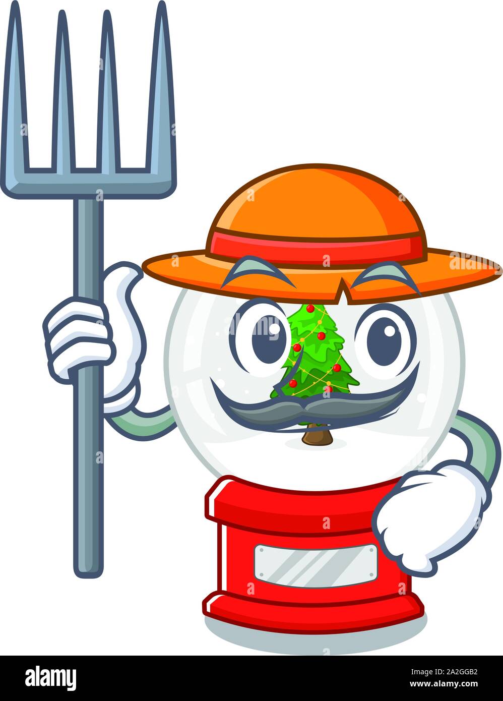 Natale contadino snow globe su una mascotte Illustrazione Vettoriale