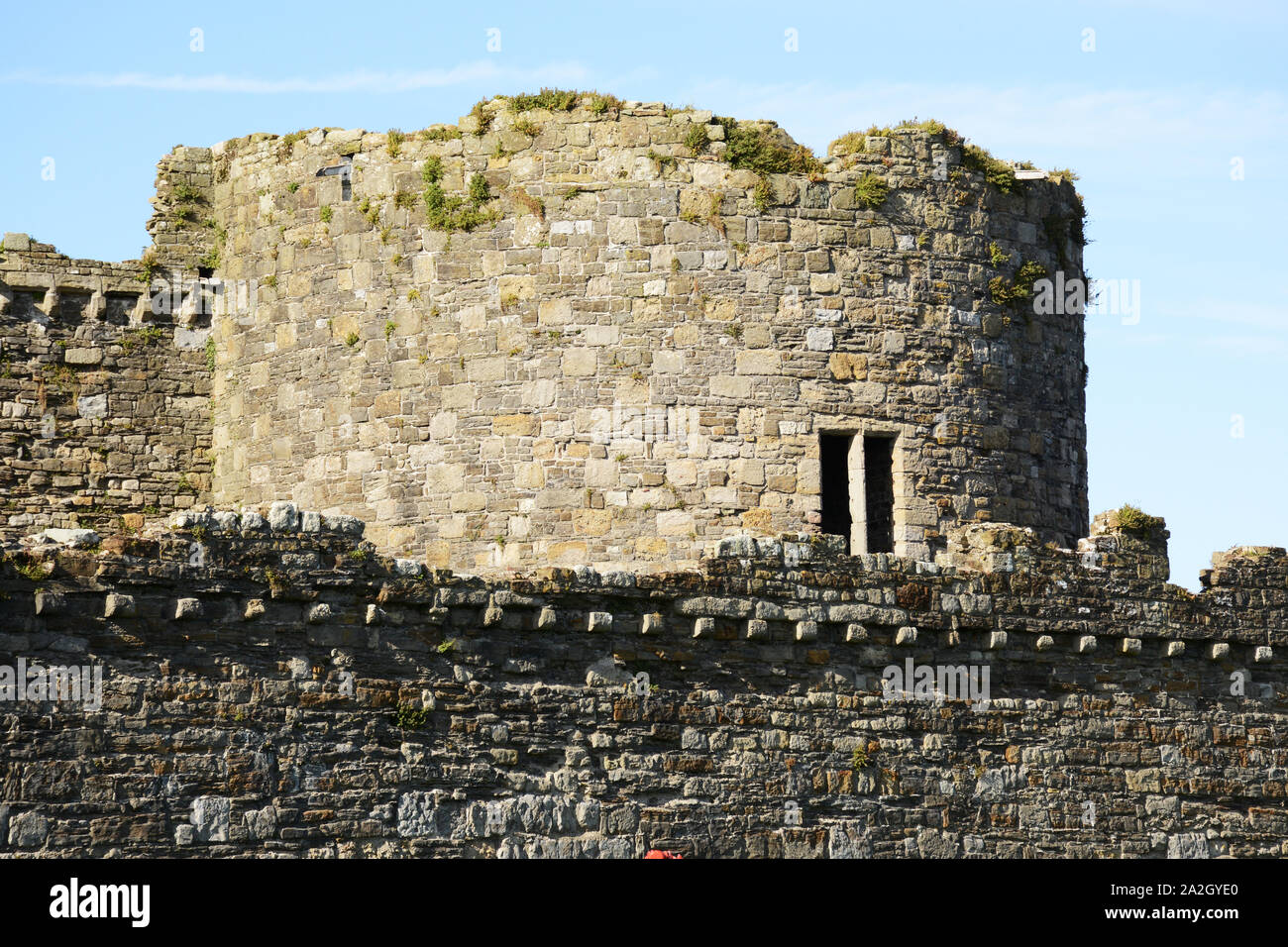 Una delle torri interne a Beaumaris Castle su Anglesey nel Galles del Nord Foto Stock