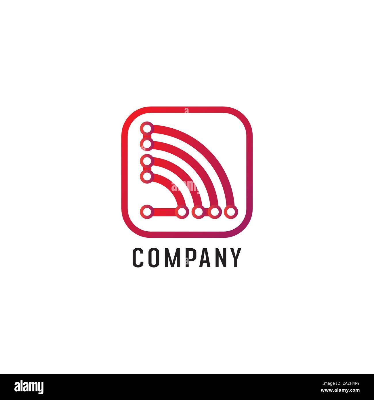 Segnale Wifi Logo Design Template, Segnale Radio onde, le onde di energia elettrica, concetto di circuito Illustrazione Vettoriale