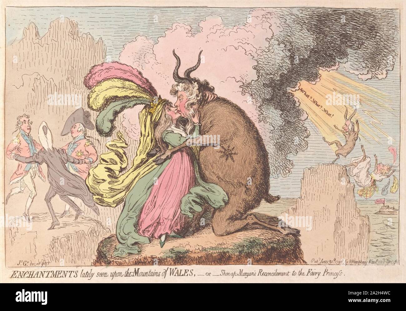 Gli incantesimi visto ultimamente sulle montagne del Galles. La satira c.1780. Foto Stock