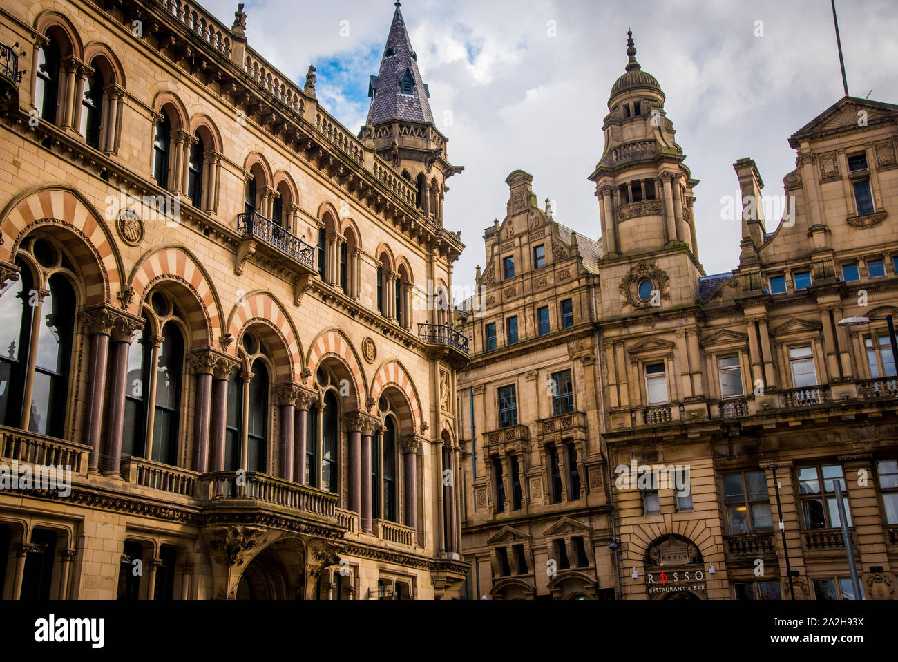 Edifici gotici in Manchester, Regno Unito Foto Stock