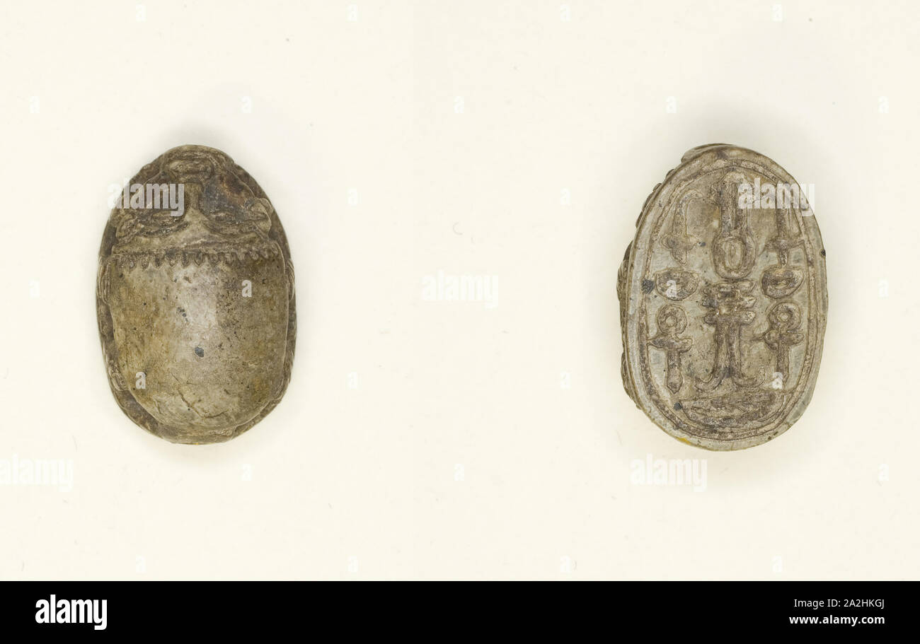 Scarabeo: geroglifici (SWT, NFR, Dd, anx, nb), Regno di Mezzo-Secondo Periodo Intermedio, dinastie 12-15 (circa 1985-1550 BC), egiziano, Egitto, steatite, 1,3 × 1 × 0,6 cm (1/2 × 3/8 × 1/4 in Foto Stock