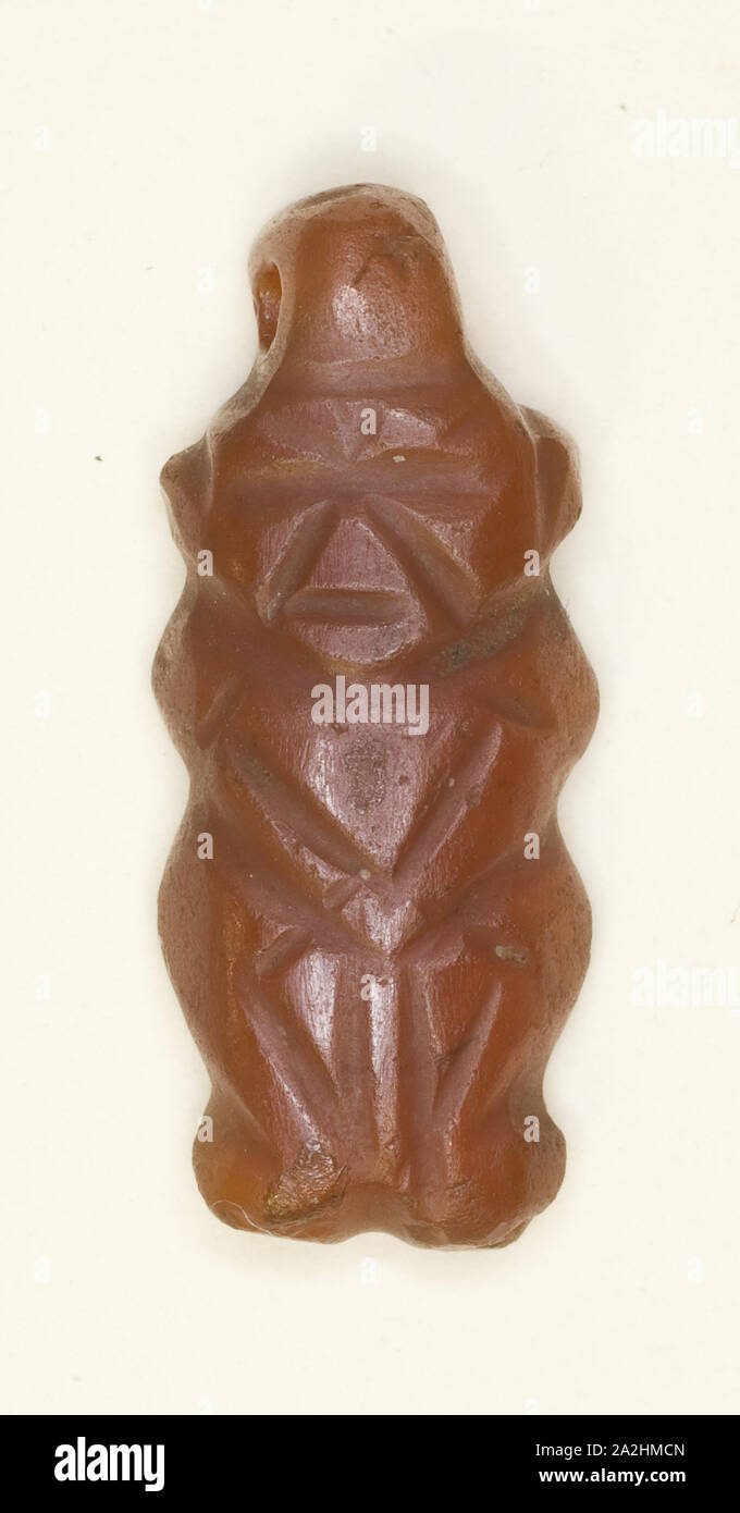 Amuleto del dio Bes, Regno di Mezzo (circa 1700 AC), egiziano, Egitto, corniola, 2,2 × 1 × 0,5 cm (7/8 × 3/8 × 3/16 in Foto Stock
