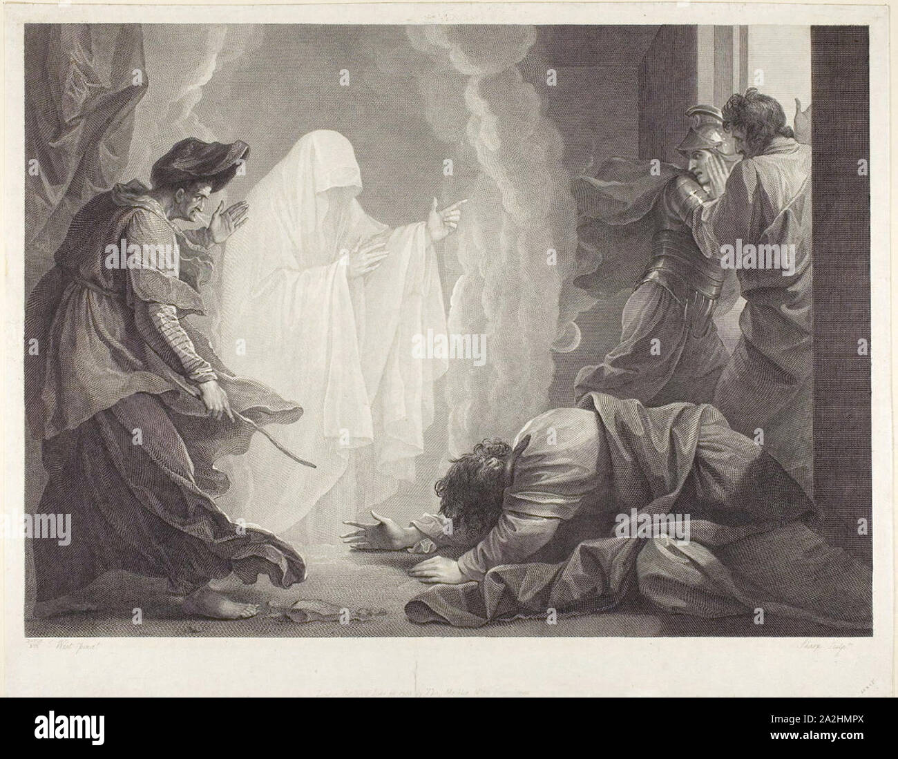 Saul e la Strega di Endor, 1788, William Sharp (Inglese, 1749-1824), dopo Benjamin West (American, 1738-1820), Stati Uniti, incisioni su carta, 490 x 515 mm Foto Stock