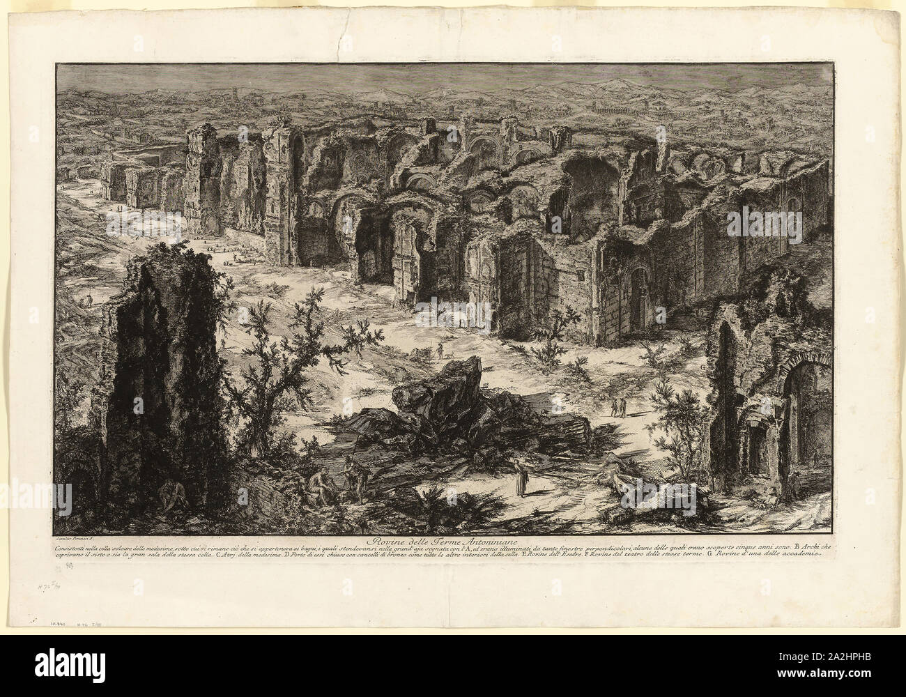 Le rovine dei Bagni Antonine [Terme di Caracalla], da vedute di Roma, 1765, pubblicato 1800-07, Giovanni Battista Piranesi (Italiano, 1720-1778), pubblicata da Francesco (Italiano, 1758-1810) e Pietro Piranesi (italiano, nato 1758/9), Italia, incisione su avorio pesante carta vergata, 420 x 692 mm (nell'immagine), 445 x 700 mm (piastra), 551 x 791 mm (foglio Foto Stock