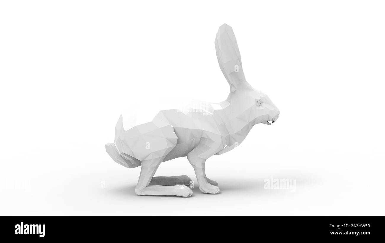 3D rendering di un coniglio lepre isolato in uno sfondo bianco Foto stock - Alamy