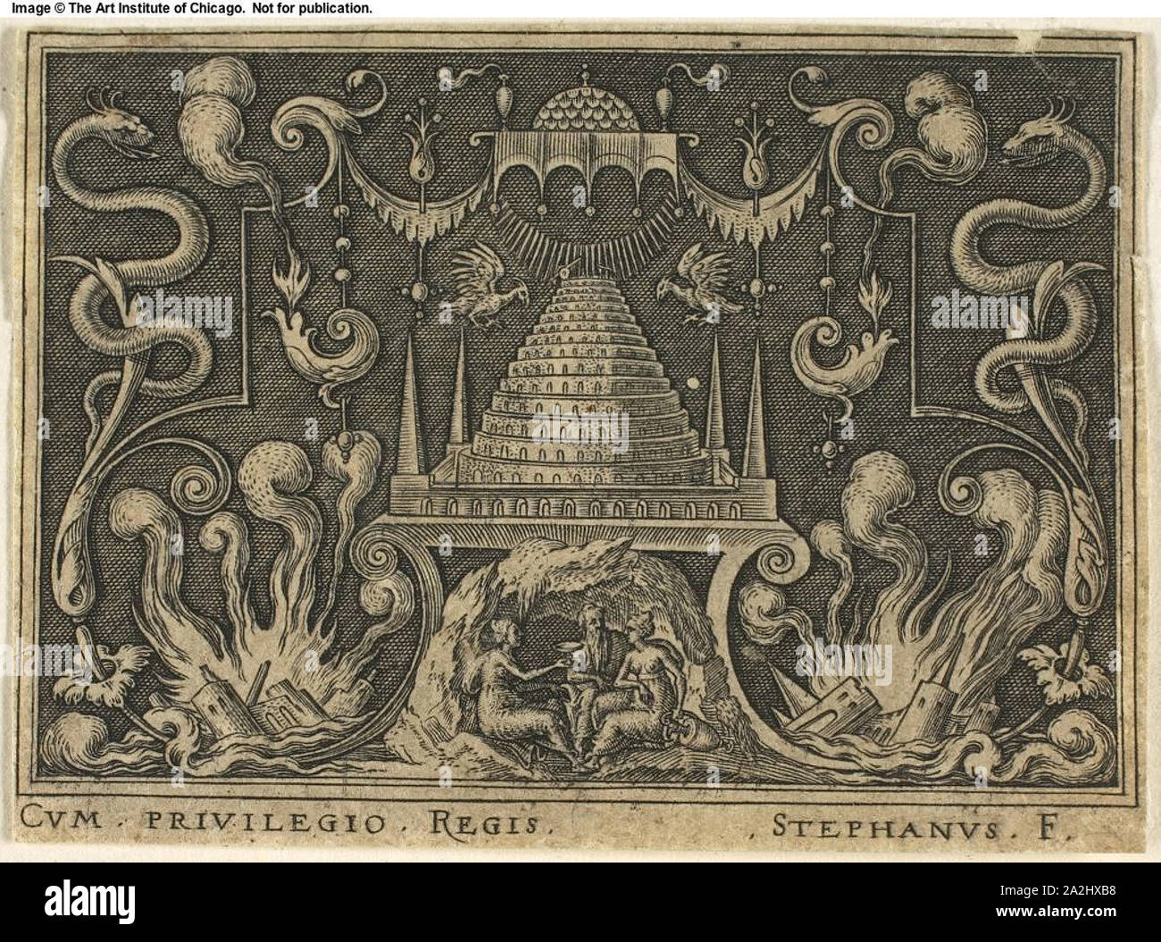 Lotto n.d., Etienne Delaune, Francese, c. 1519-1583, Francia, incisione su avorio carta vergata, 54 × 75 mm (l'immagine/foglio, tagliato entro platemark Foto Stock