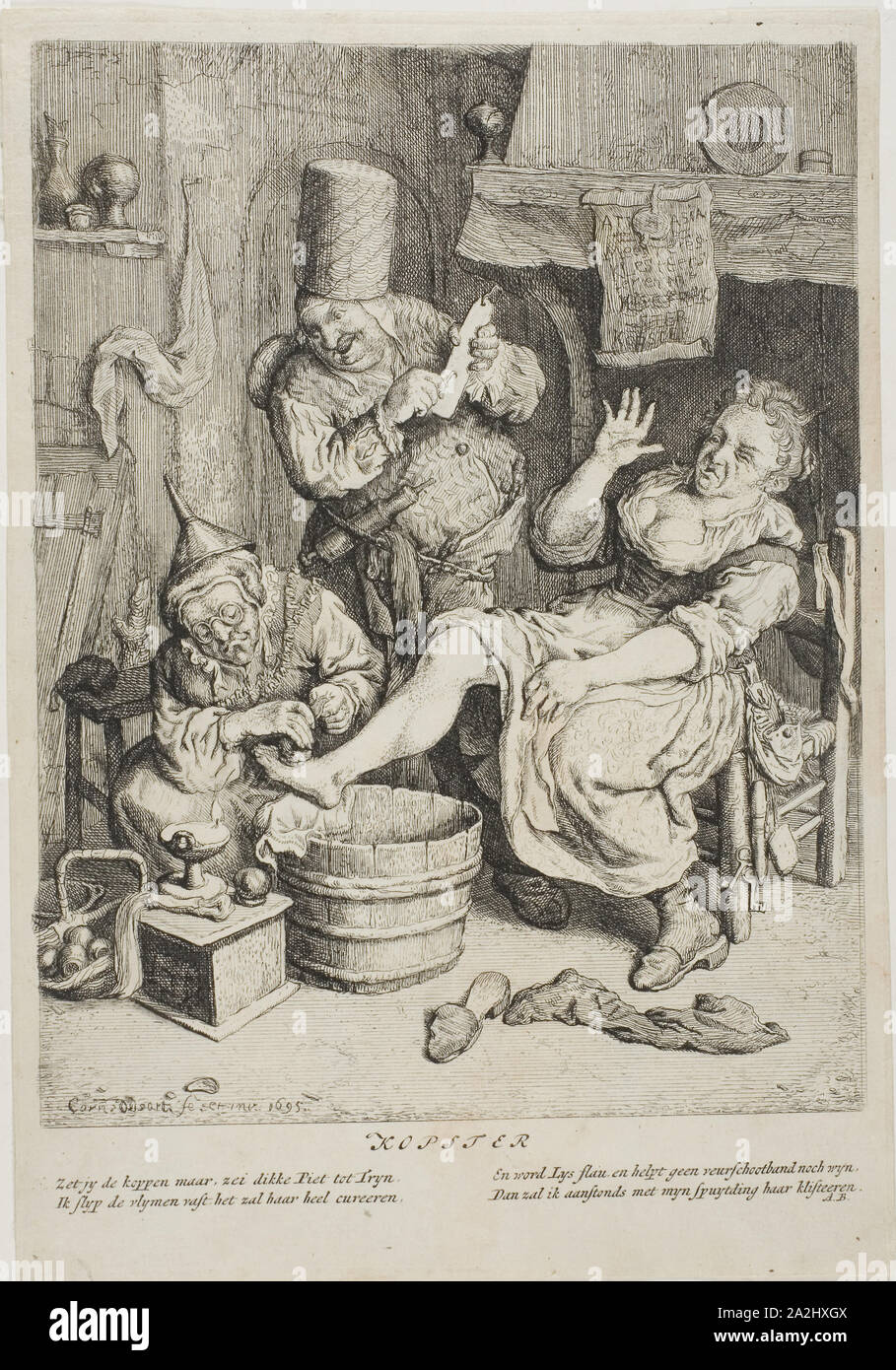Il rame (Kopster), 1695, Cornelis Dusart, Olandese, 1660-1704, Olanda, incisione su carta, 223 x 170 mm (nell'immagine), 257 x 176 mm (platemark), 263 x 181 (foglio Foto Stock