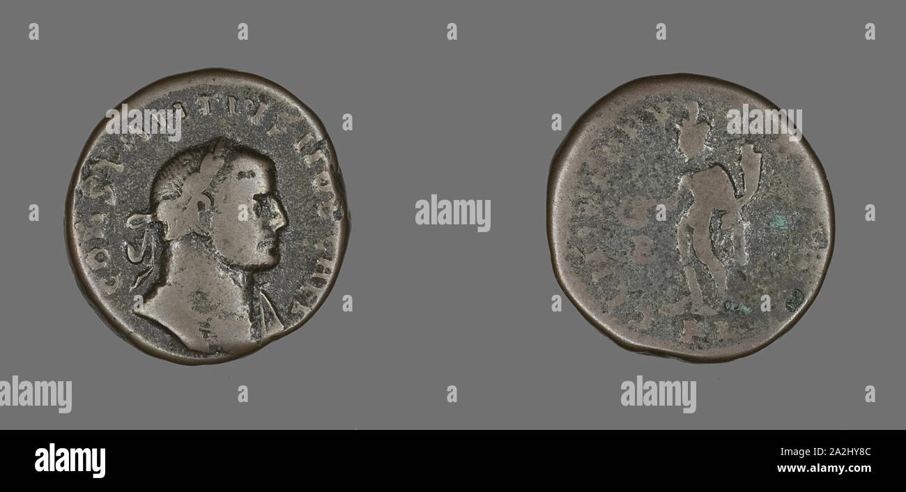 Moneta raffigurante l'imperatore Costanzo I, annuncio 293/306, Romano, Impero Romano, bronzo, Diam. 2.7 cm, 8,77 g Foto Stock