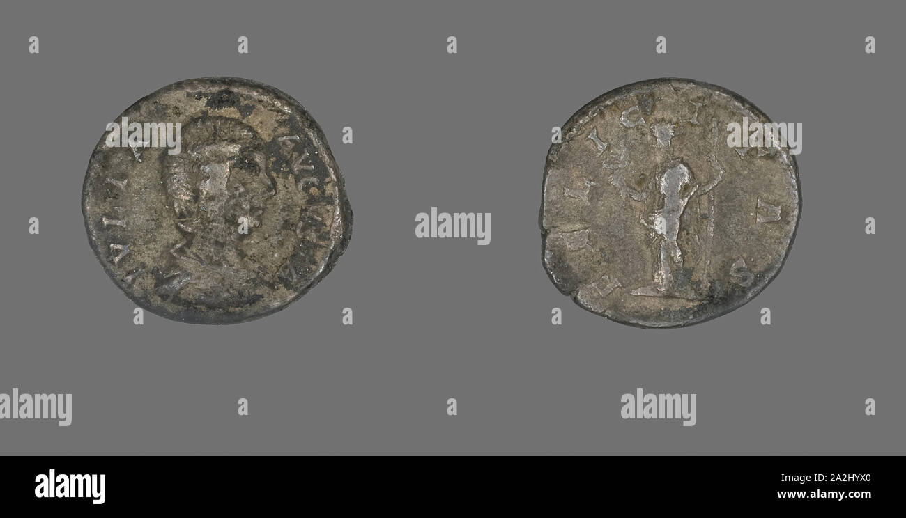 Denario (moneta) raffigurante Giulia Domna, annuncio 193/217, Romano, Impero Romano, argento, Diam. 1,8 cm, 3,78 g Foto Stock