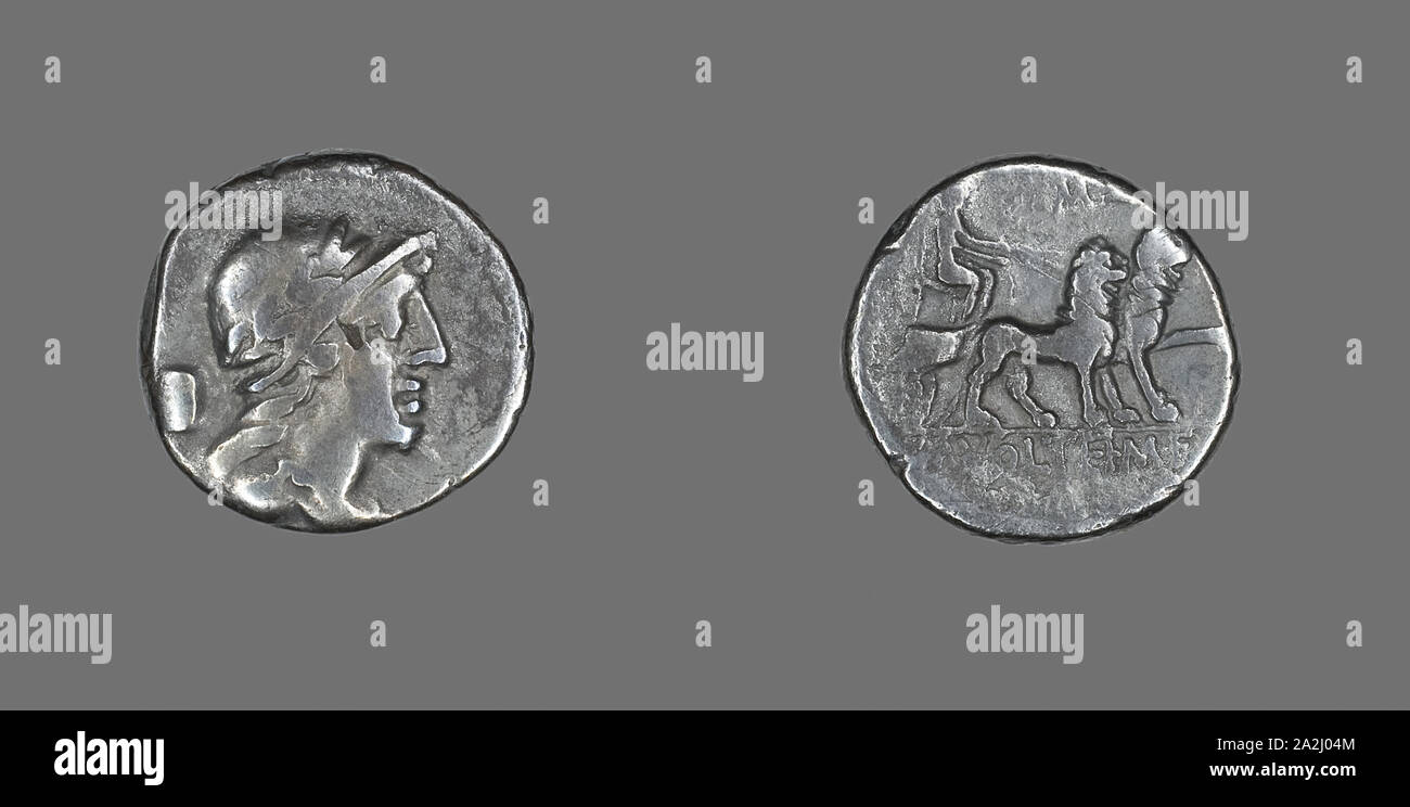 Denario (moneta) raffigurante una testa Helmeted, circa 78 BC, Romano, Impero Romano, argento, diam. 1,8 cm, 3,88 g Foto Stock