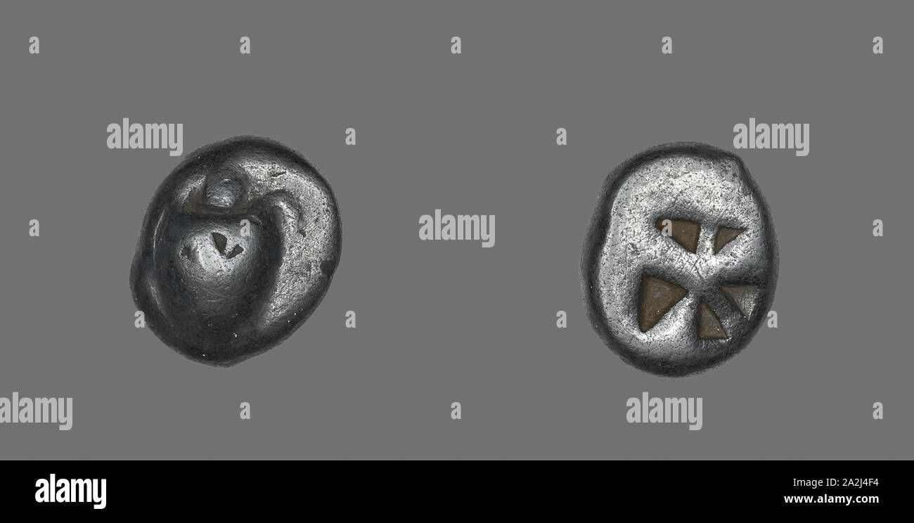 Starter (moneta) raffigurante una tartaruga di mare, circa 600/550 BC, greco, Grecia, argento, Diam. 2 cm, 11.78 g Foto Stock